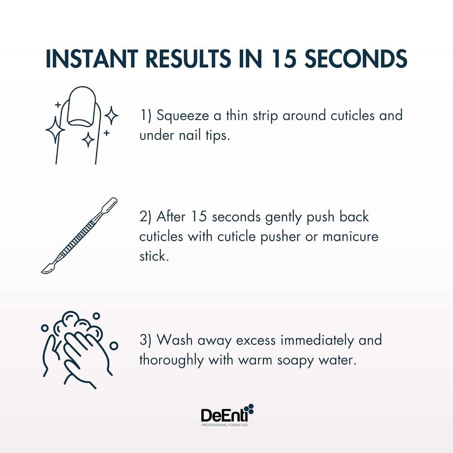 DeEnti Instant Cuticle Remover Gel, Professional Cuticle Softener with Instant 15-Second Removal, 8oz Bottle for Hand, Foot & Nail Care, Salon Quality Manicure & Pedicure Supplies