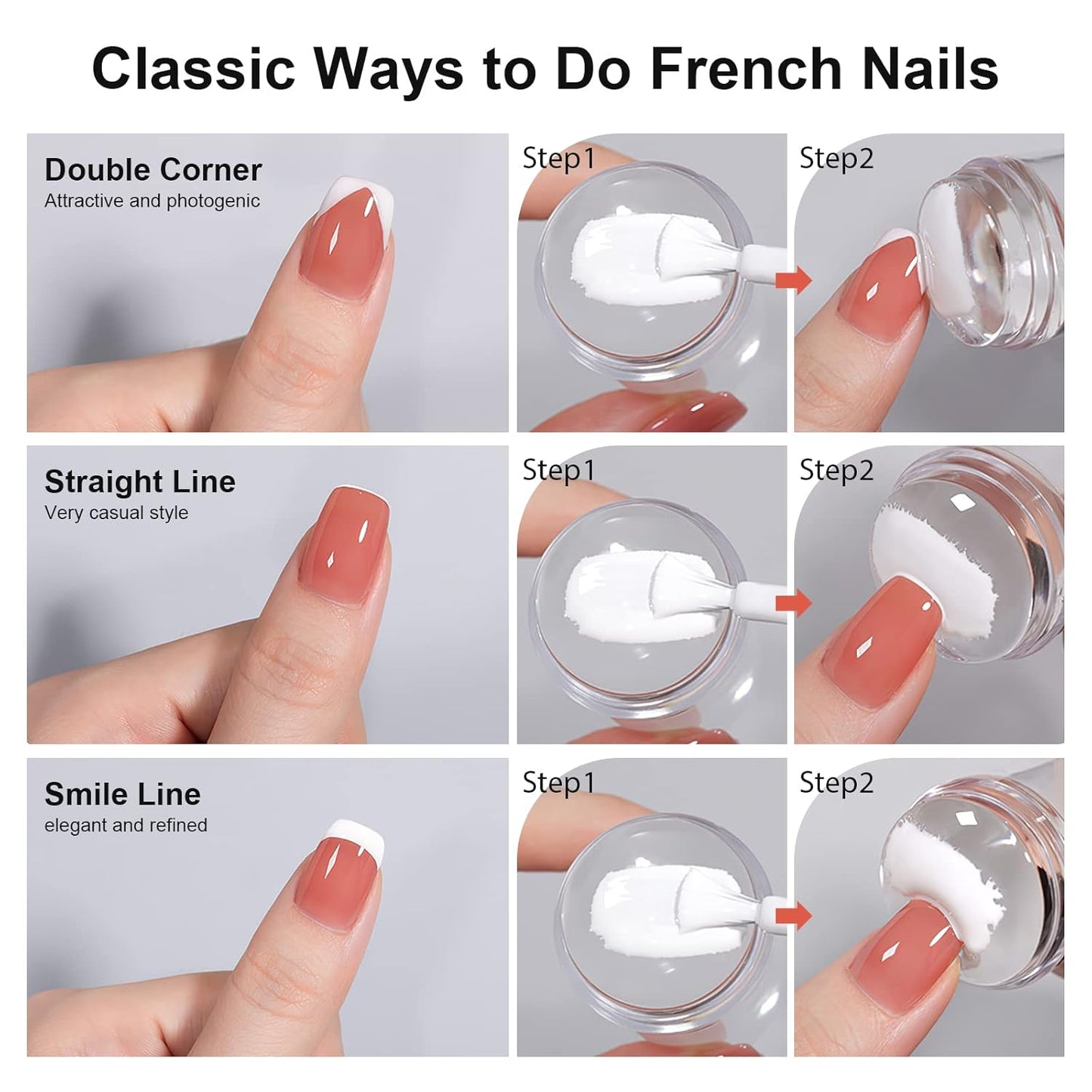 8PCS Nail Art Stamper Clear Silicone Nails Stamping Jelly with Scraper Transparent Visible Body DIY Manicure Nail Art Tool O