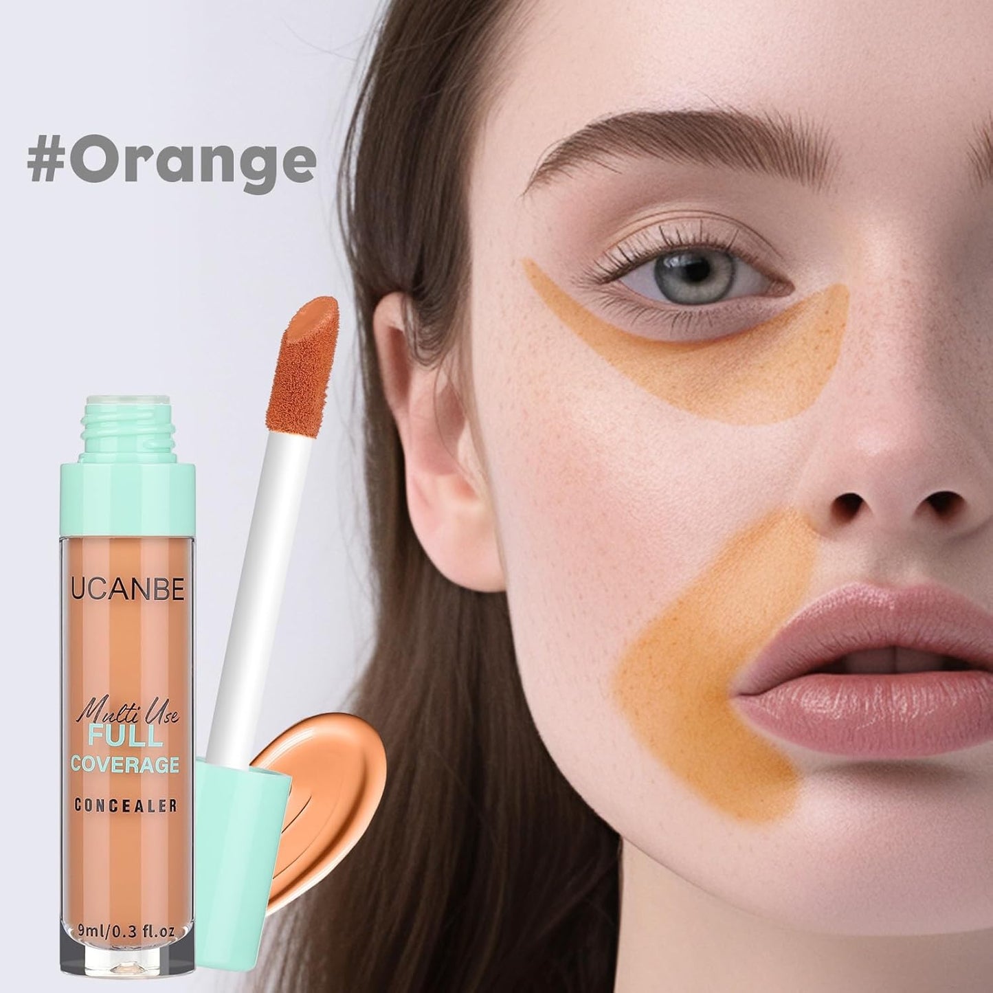 UCANBE Liquid Concealer Stick, Conceals, Covers, Highlights, Medium to Full Coverage Hydrating Color Corrector Face Makeup for Under Eye Dark Circles, Redness, Dullness, Fine Lines - Orange