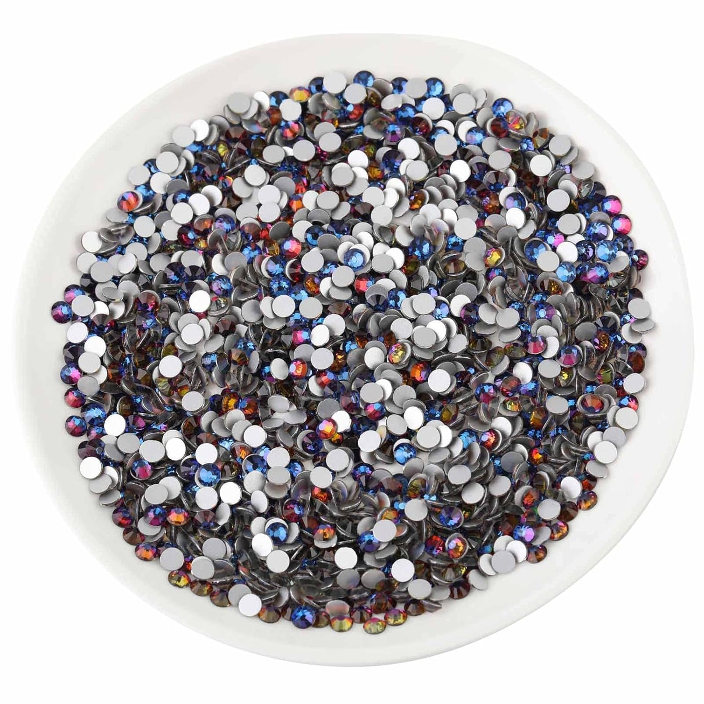 Beadsland 2880pcs Flat Back Crystal Rhinestones Round Gems for Nail Art and Craft Glue Fix,Blue Volcano,SS4,1.5-1.7mm