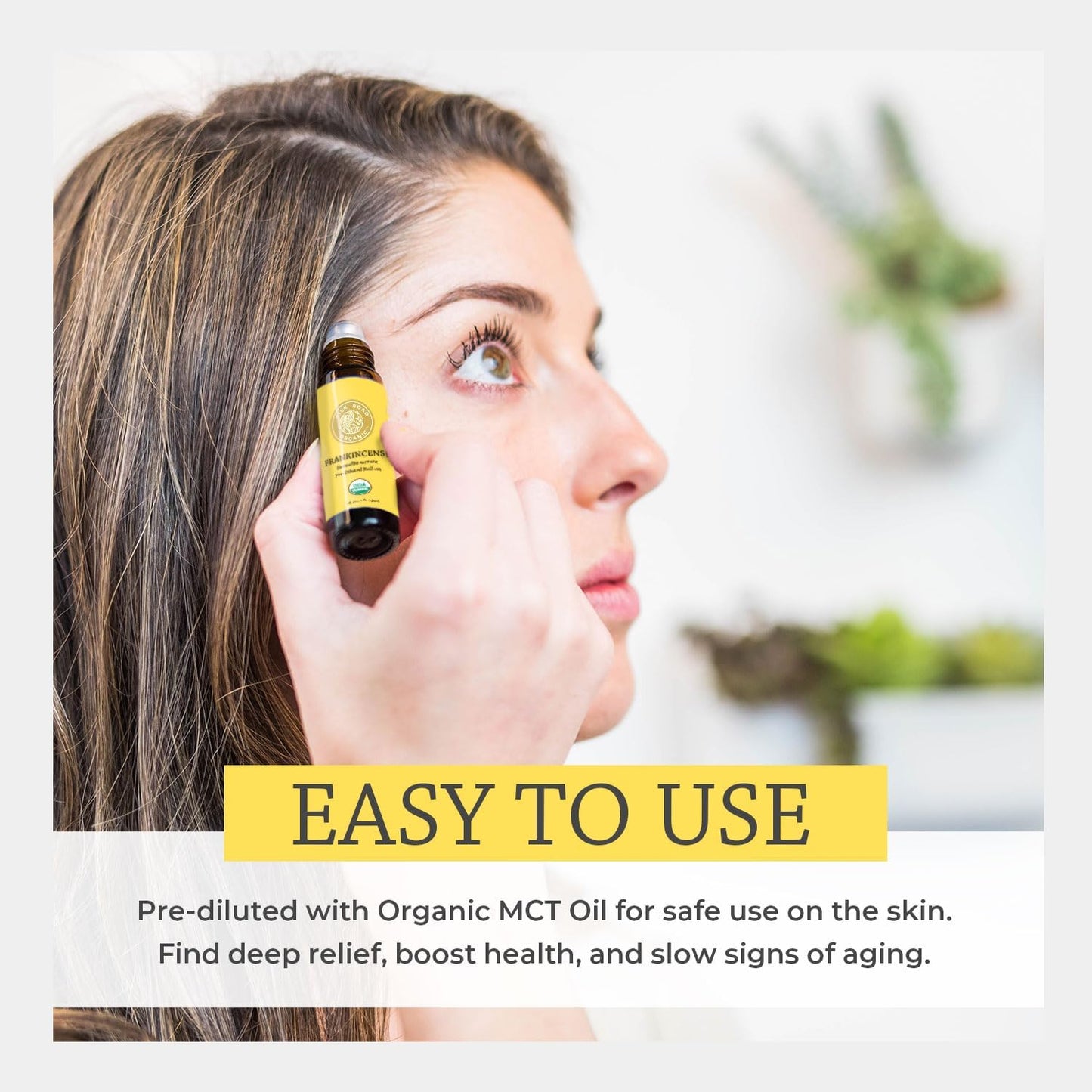 Silk Road Organic Frankincense Serrata Essential Oil Roll on, 100% Pure USDA Certified Aromatherapy for Skin Health, Aging, Fine Lines & Body Aches - 10 ml Roller