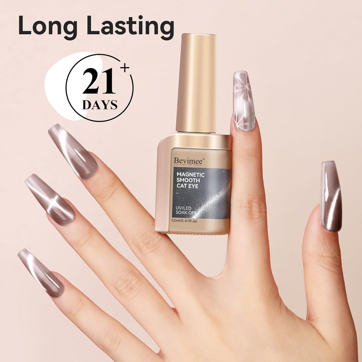 Cat Eye Gel Nail Polish 12ML, Crystal Moonlight Cateye Gel Polish With Magnetic Stick, Magnetic Glitter Holographic Nail Polish Glass Diamond Cats Eye Velvet Gray 1PC