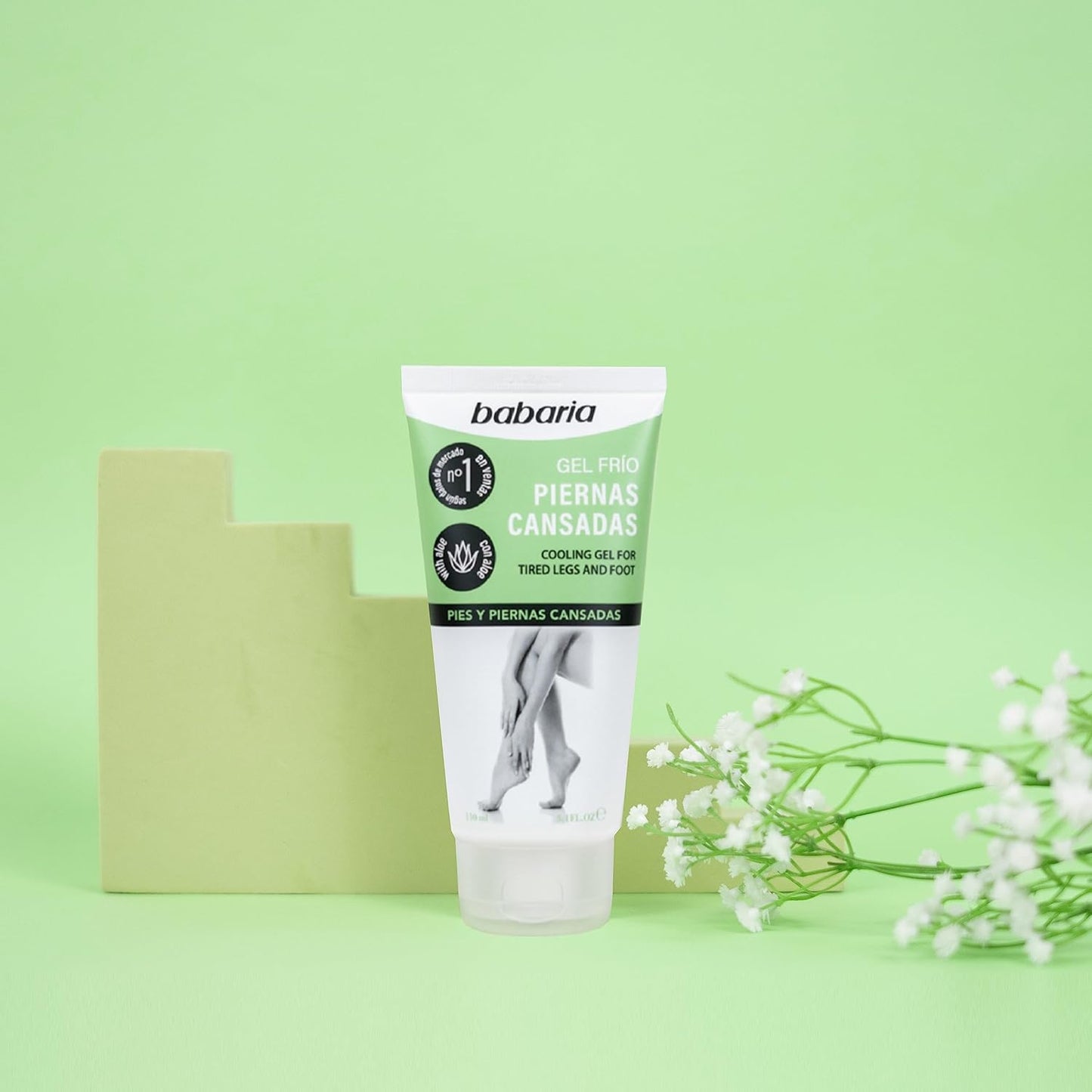 Babaria Cooling Gel for Legs and Feet - Calming and Softening Effect - Provides Regenerating and Soothing Properties - Infused with Castor Oil and Aloe Vera - Suitable for All Skin Types - 5.1 oz