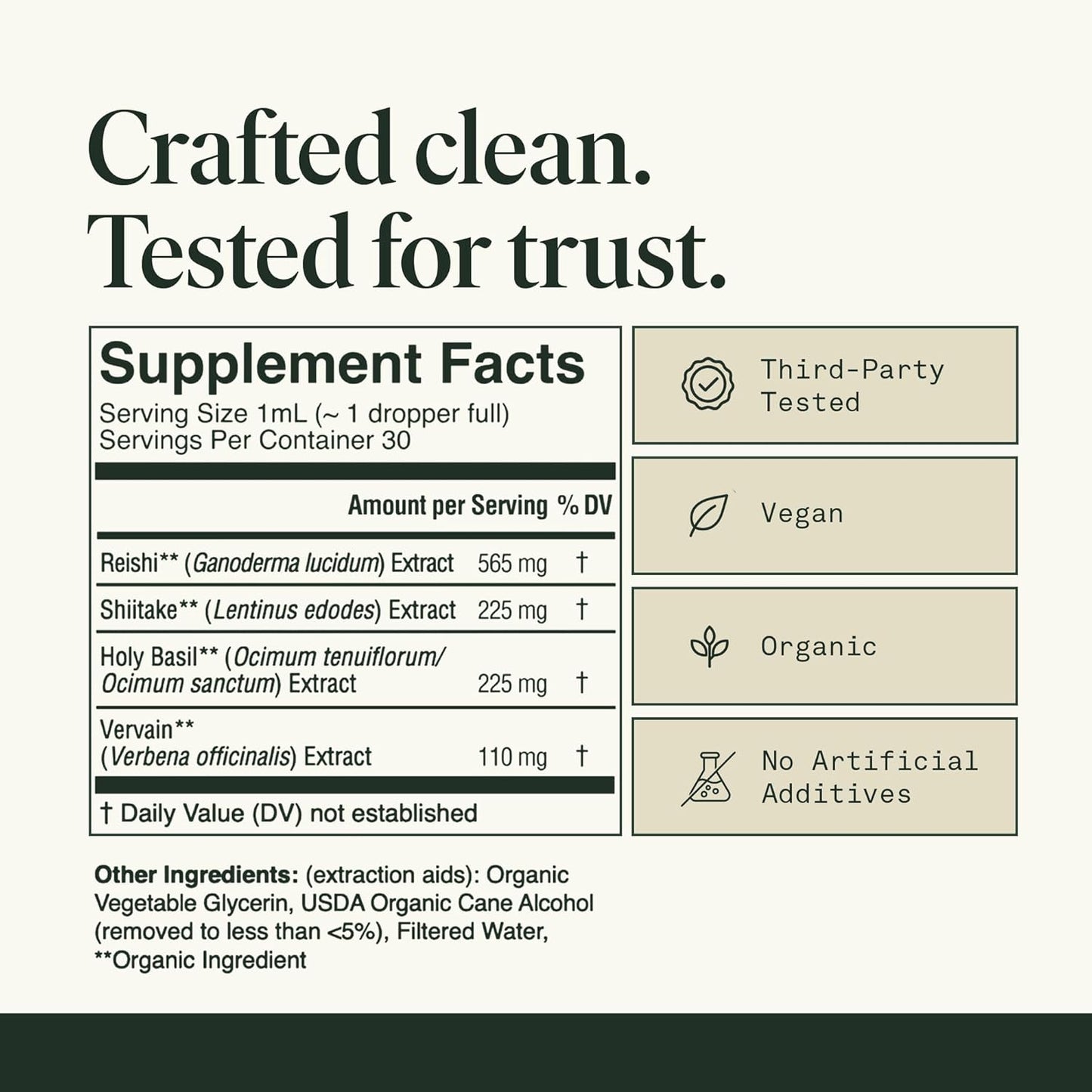 Reishi Mushroom Extract Drops Fantastic Fungi Chill Elixir, 4-in-1 Mood Support Supplement w/ Holy Basil & Shiitake Mushrooms for Relaxation & Calm | 100% Organic & Natural | 30 Servings, 1 fl oz