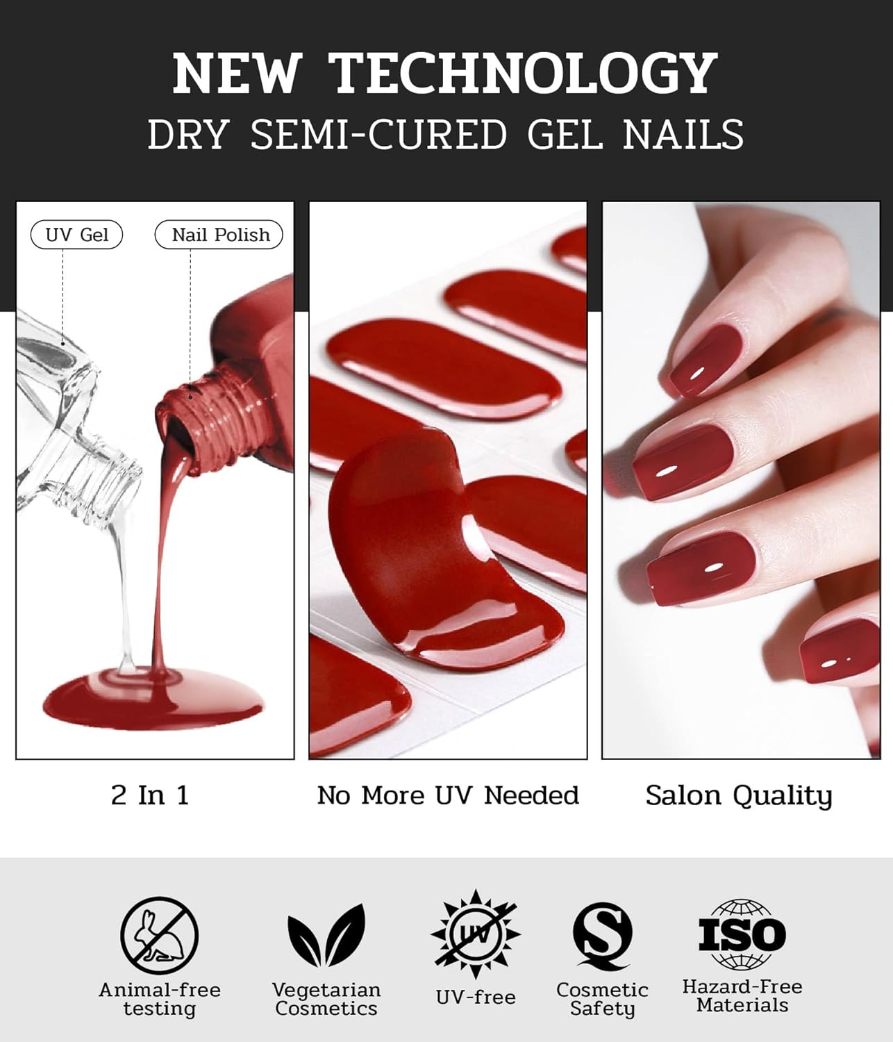 Nail Polish Strips - 22 Pcs Salon Quality Gel Nail Stickers - Long Lasting Wraps (Urban Pink Rose)