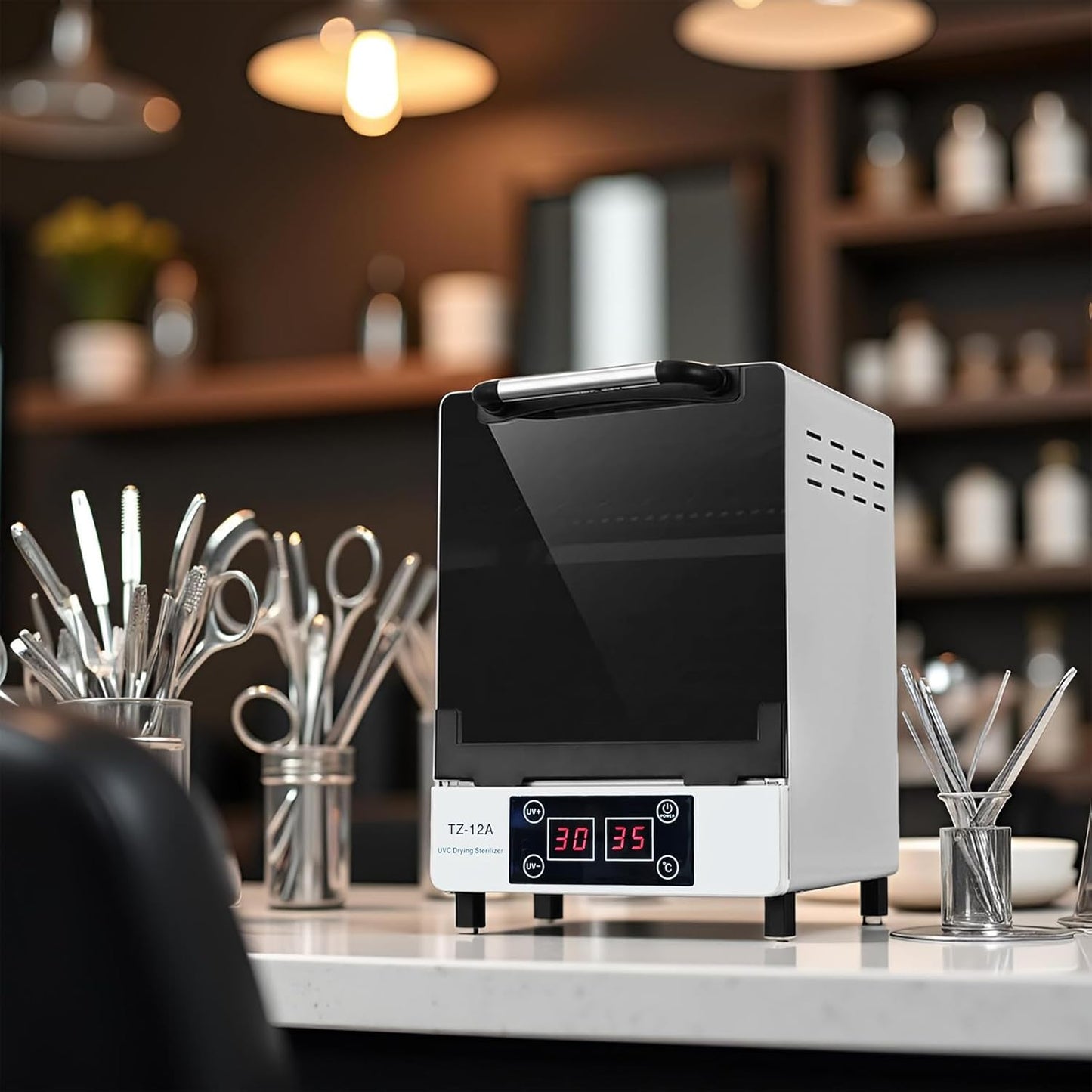 Nail Tool cleaning cabinet, Large capacity Stainless Steel cleaning, with Drying Function, Temperature and Timer Control, up to 60 Minutes, 110V Power Supply