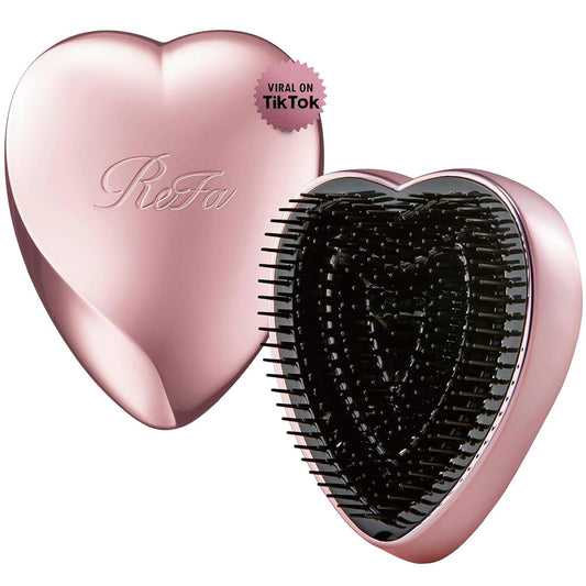 ReFa HEART BRUSH ROSE GOLD | Heart Shaped Detangling Brush for Women | Small Hair Brush for Thick Hair | Hair Detangler Hair Brush Travel Hair unbrush