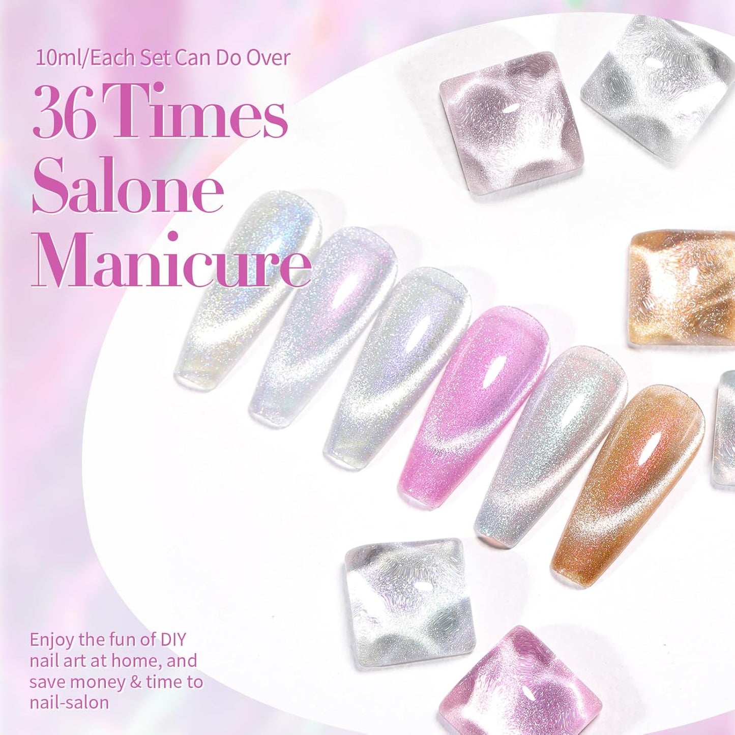 Born Pretty Cat Magnetic Gel Nail Polish Set Auroras 9D Cat Magnetic Eye Glitter Gel Polish Nail Art Manicure Collection Gift 6PCS 7ML