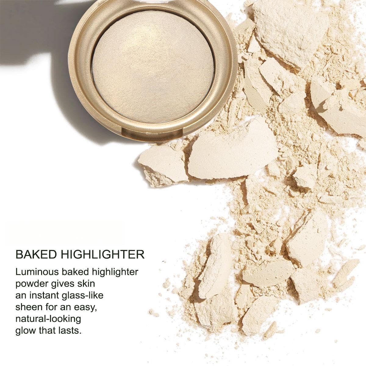Baked Highlighter Contour Powder Sheer Pearl Shimmer Shades for Face Highlighter Makeup Brighten Up (302-Flashy)