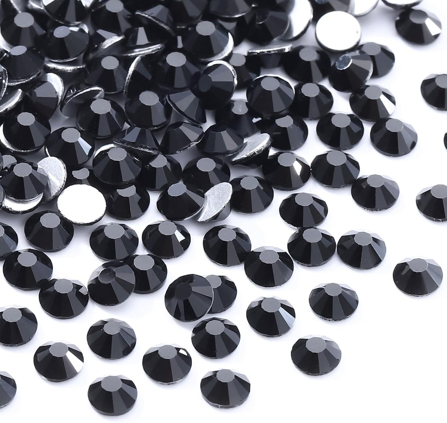 Black Flatback Rhinestones, Glass Rhinestones for Nail Art and Craft, Glue Fix, Loose Crystal Gemstones(Black, SS16, 1440pcs, 3.8-4.0mm)