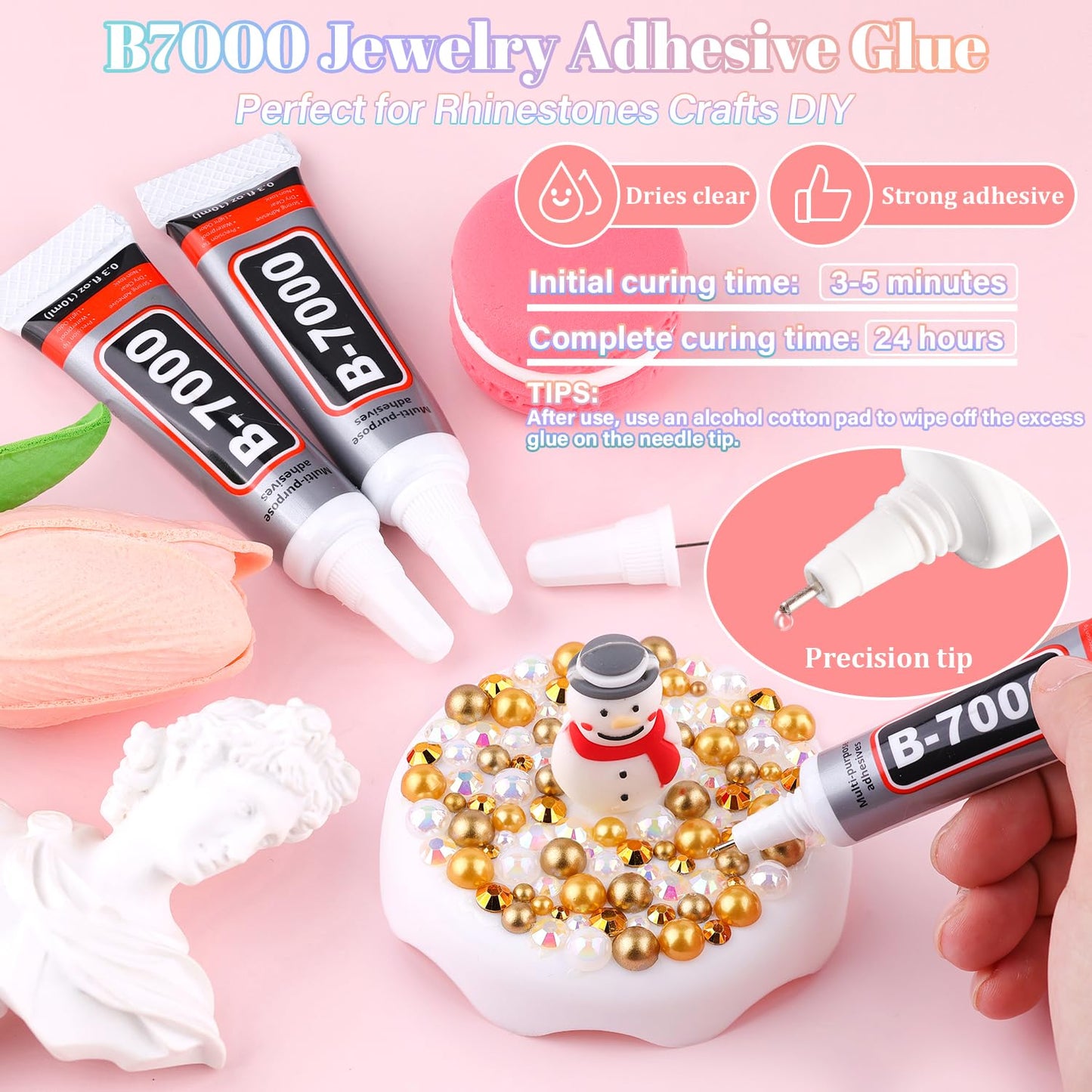 9000Pcs Flatback Pearls and Rhinestones for Crafting, White Brown Mixed Size 3-8mm Resin Rhinestones and Half Pearls for Bedazzling, Nail Art and Decoration with 3pcs B7000 Jewelry Glue