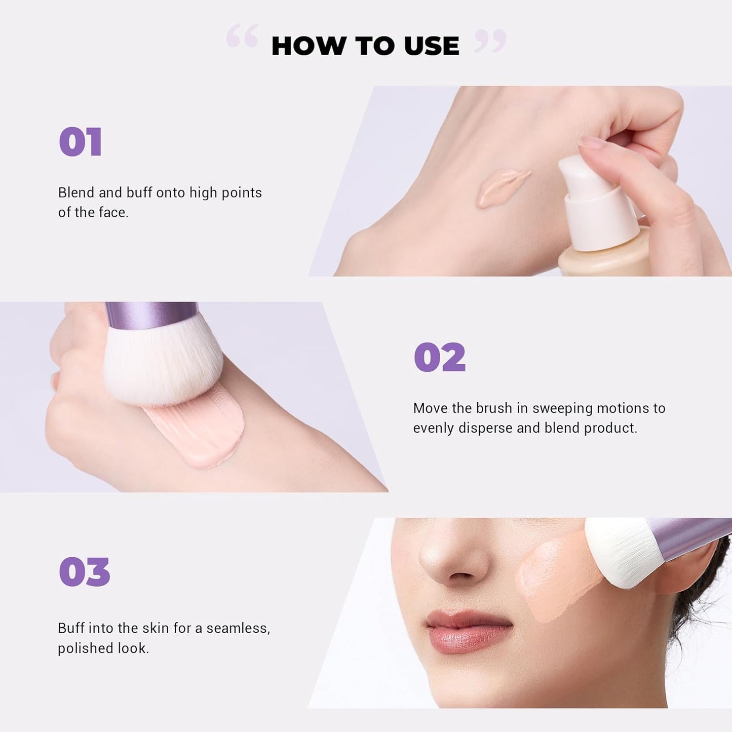 Jessup Professional Foundation Brush for Liquid, Cream and Powder, Large Dense Face Makeup Brush for Natural Flawless Finish, Luxury Purple AS004