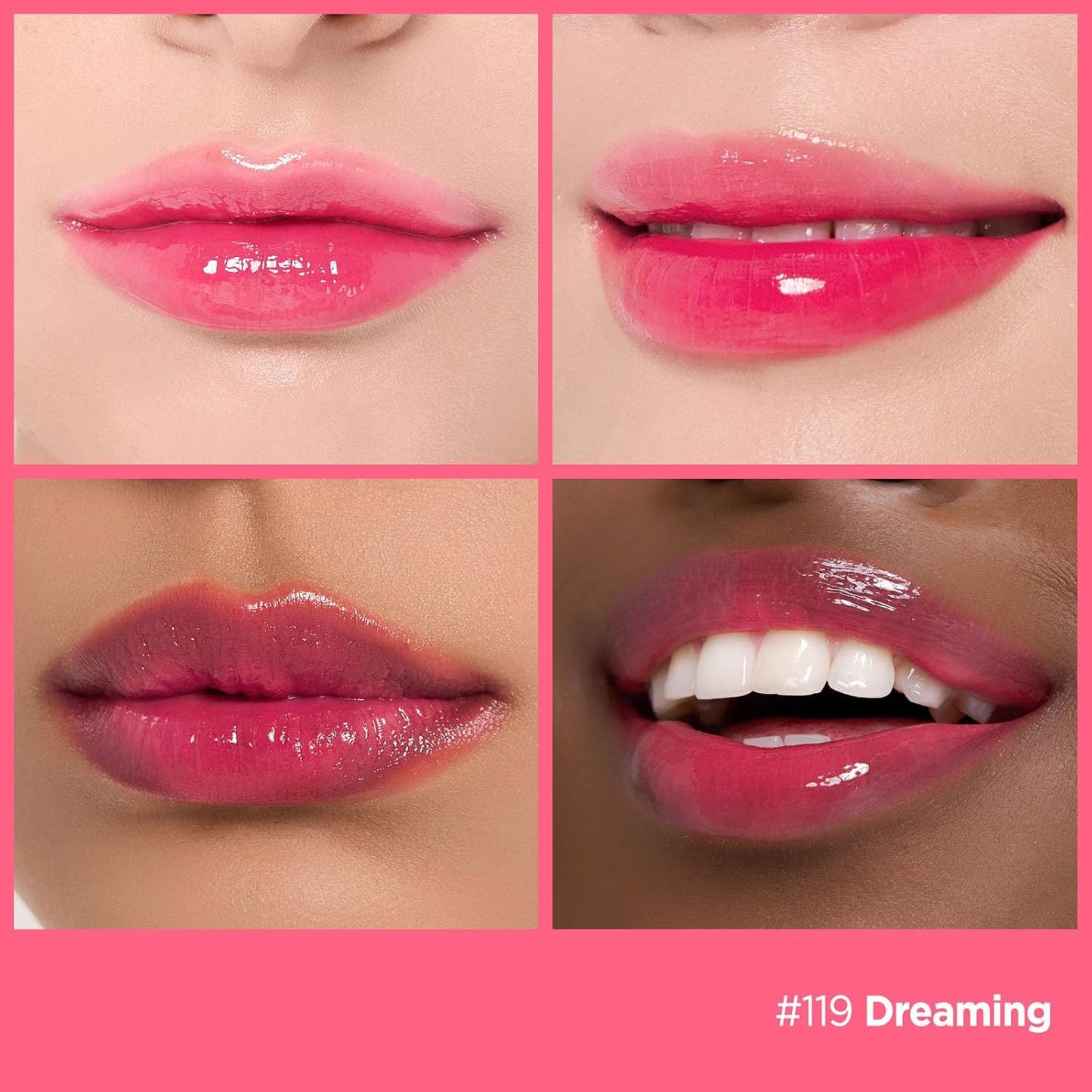 Laka Fruity Glam Tint, 4.5g/0.15 oz., Glowing Lip Stain with Wide Color Spectrum, Hydrating & Lightweight Texture, Long-Lasting Bold Stain, Non-Sticky, Vegan, K-Beauty (#119 Dreaming)