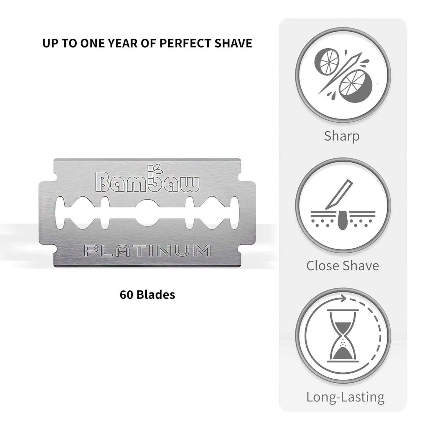 Bambaw – Double Edge Safety Razor Blades, Swedish Stainless Steel Razor Blades Refills – 60 Count