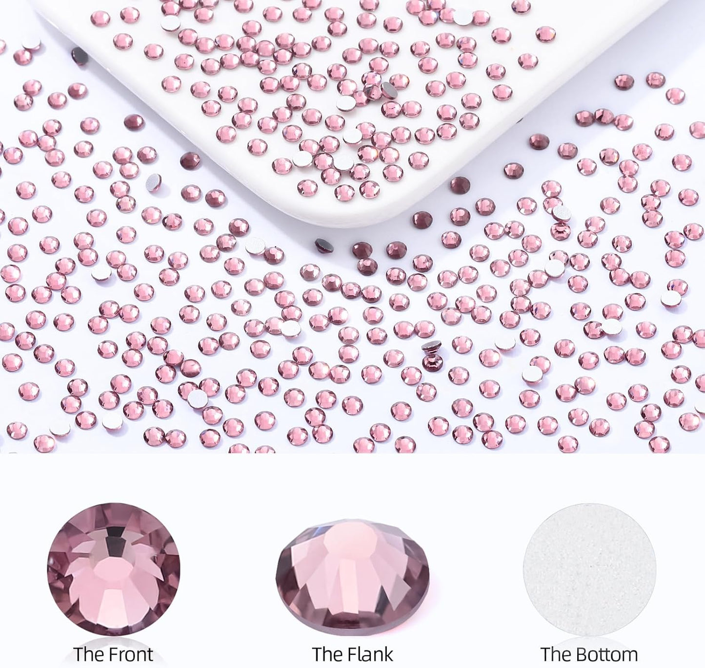 Light Amethyst Flatback Rhinestones, Glass Rhinestones for Nail Art and Craft, Glue Fix, Loose Crystal Gemstones(Lt.Amethyst, SS6, 2880pcs, 1.9-2.0mm)