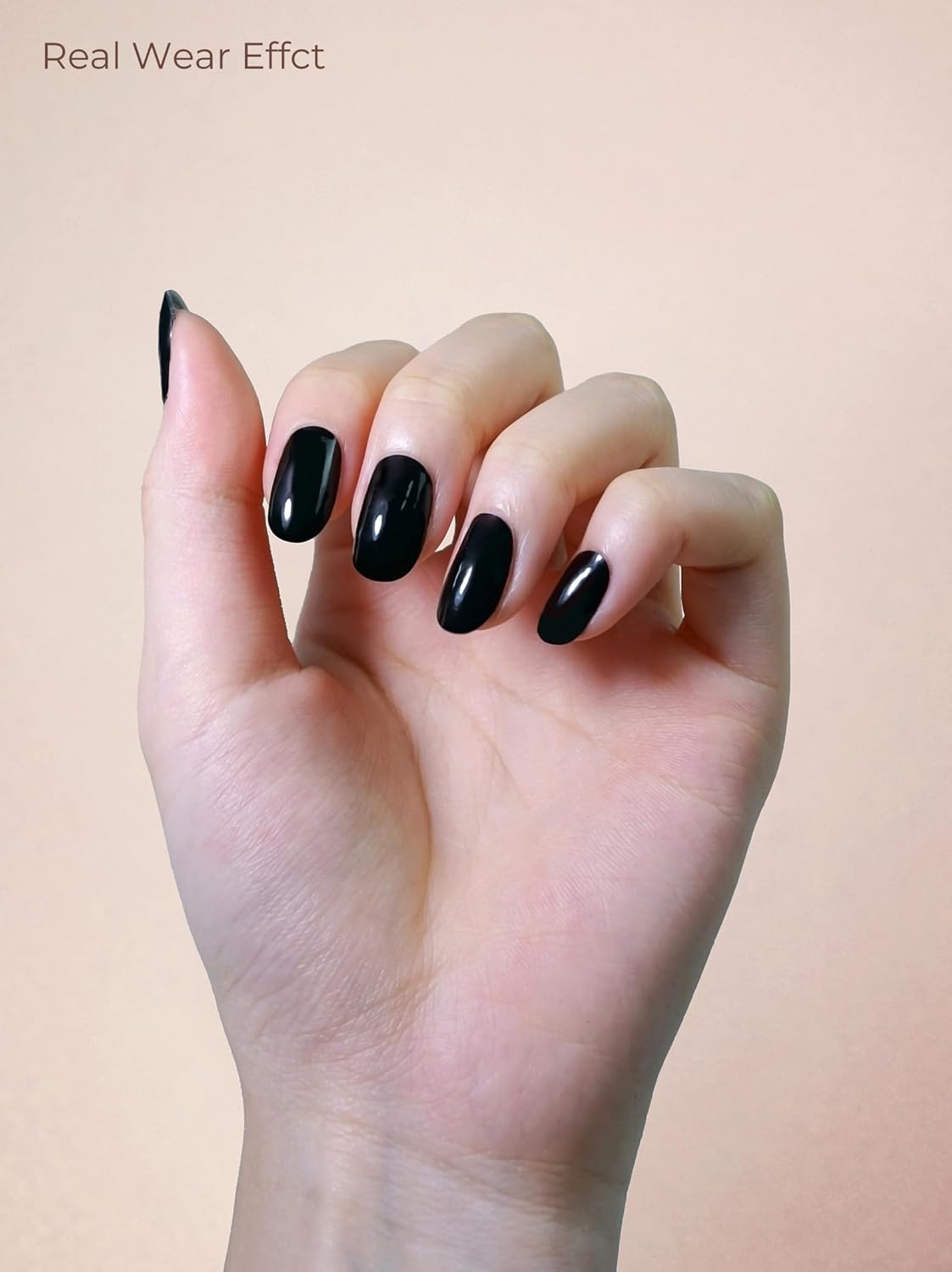 Pre Cured Gel Nail Strips - 44PCS Salon Quality Gel Nail Stickers - Long Lasting Polish Wraps for Women no UV Light Needed Easy Apply& Remove (Obsidian Black)