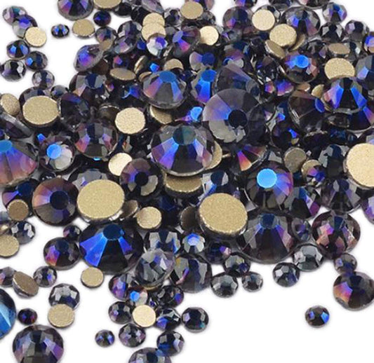 Rhinestones flat back gems round DIY decorative Nail Face and apparel accessories ss3-20 mix size(4320pcs violet)