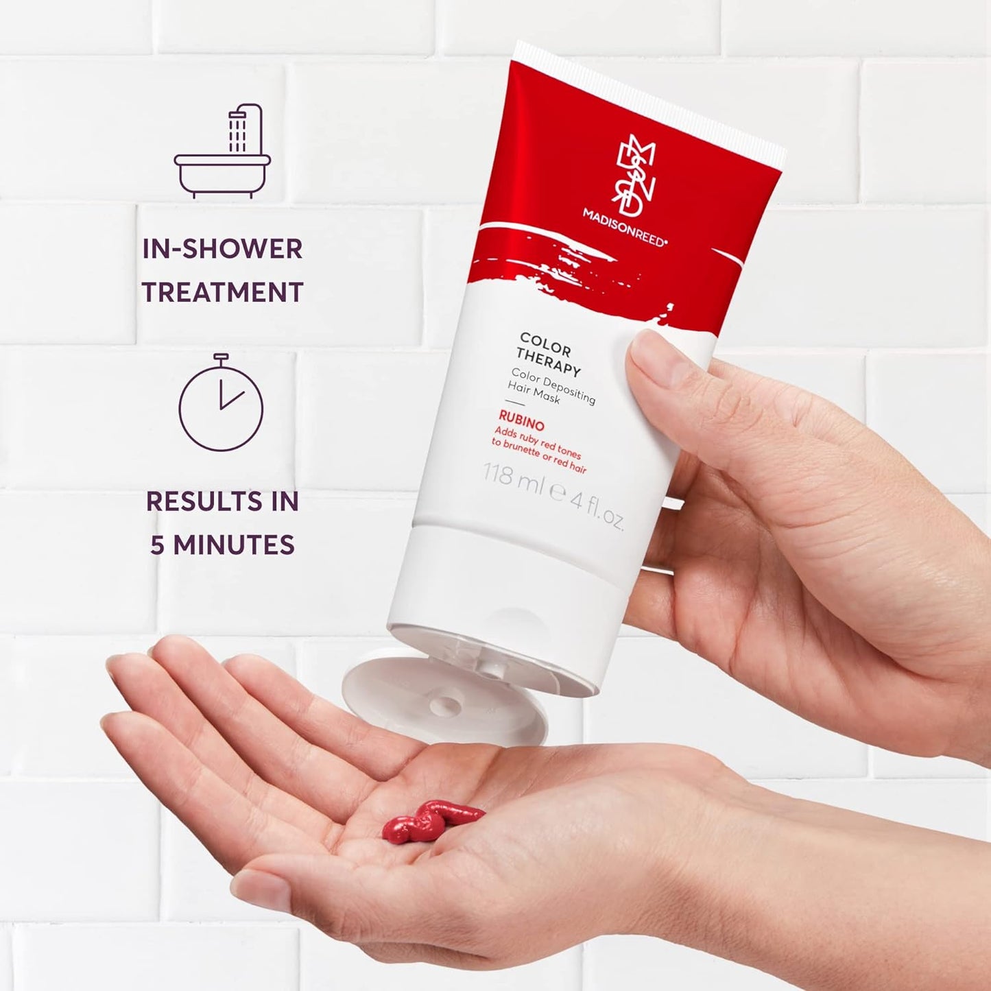 Madison Reed Color Therapy, Rubino, Color Depositing Hair Mask & Deep Conditioning Treatment, Intensely Hydrating, Refreshes Color & Tone, Keratin & Argan Oil, 4 Fl Oz (118 mL)