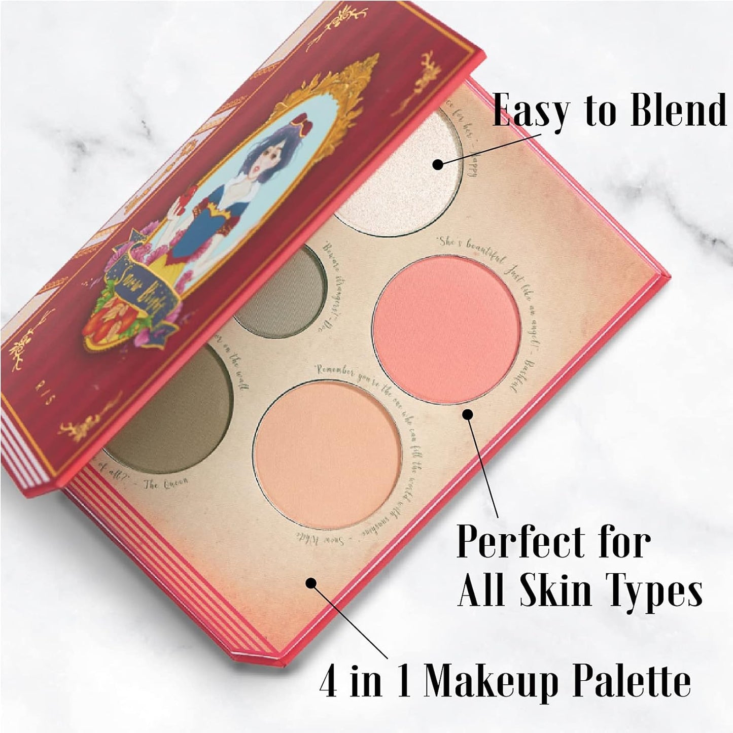 READY TO SHINE Snow Bright Contour Highlight Blush Makeup Palette - Smooth and Pigmented - Easy to Blend - Vegan and Cruelty Free - 5 Part Pressed Powder Makeup Kit - With Mirror For All Skin Types
