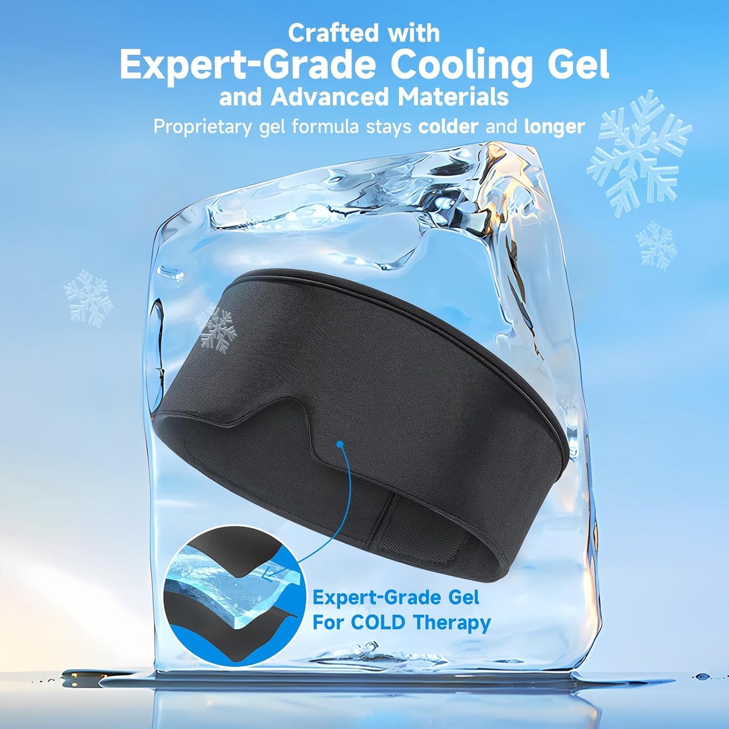 Cooling Eye Mask, Soft Cold Sleep Mask for Dry Eyes, Reusable Gel Eye Cover Ice Pack, Eye Compress with Cold Therapy, Soothing Headache, Dark Circles, Puffy Eyes, Migraines, Black