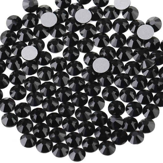 beadsland Flat Back Crystal Rhinestones Round Gems, Black (2.3-2.5mm) SS8/1440pcs