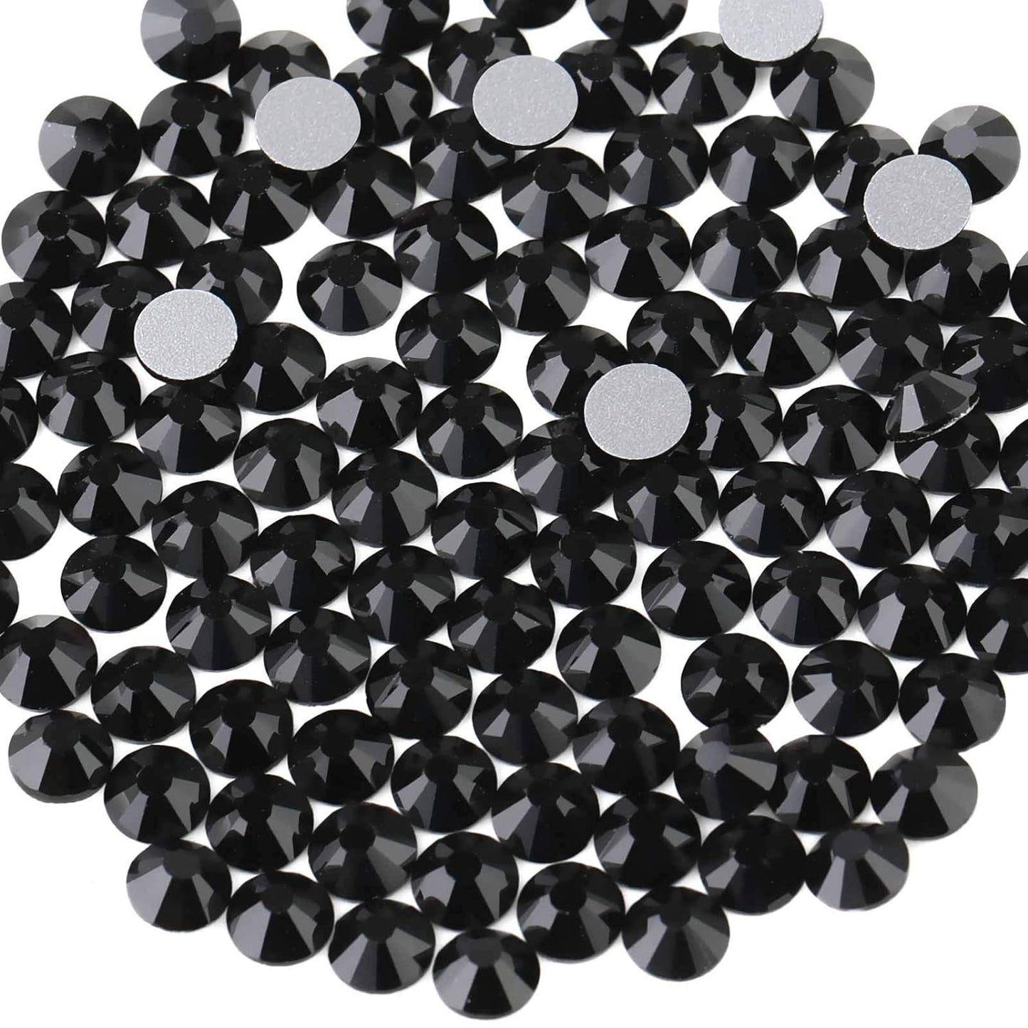 beadsland Flat Back Crystal Rhinestones Round Gems, Black (4.6-4.8mm) SS20/1440pcs