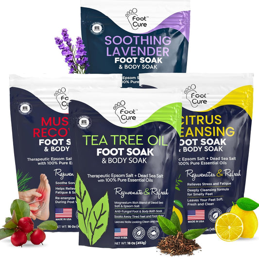 Premium Epsom Salt Foot Soak - Tea Tree Oil Foot Soak for Athletes - Relaxing Foot Bath with Fungal Support - Foot Soaking Salts & Oils - Soothing for Tired Feet & Calluses - Refreshing Spa Experience