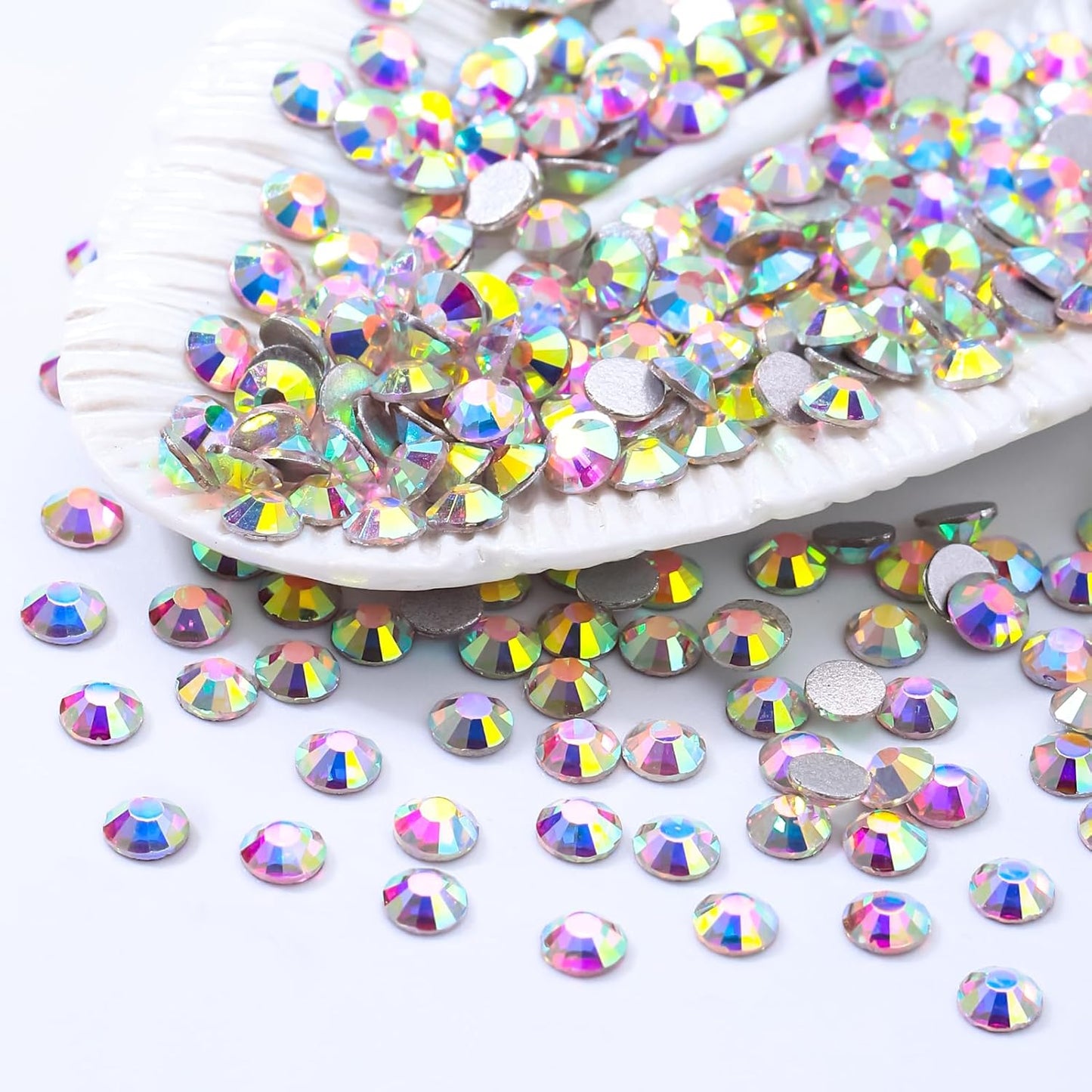 Crystal AB Flatback Rhinestones, Glass Rhinestones for Nail Art and Craft, Glue Fix, Loose Crystal Gemstones(Crystal AB, SS30, 288pcs, 6.4-6.6mm)