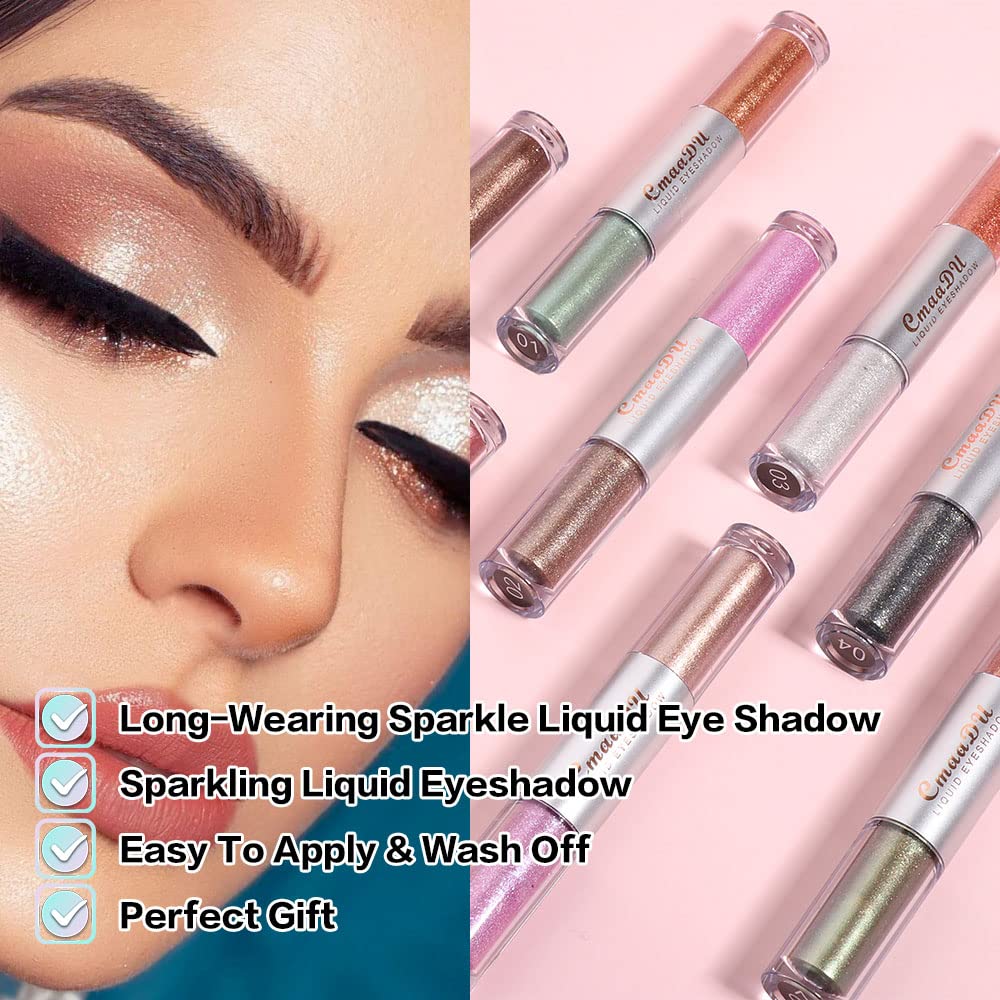 evpct 16 Colors Liquid Glitter Shimmer Metallic Eyeshadow Set Glitter Sparkle Colorful Liquid Eyeliner Makeup Set delineador pupilentes de ojos contra el agua sombras colores para ojos con brillo
