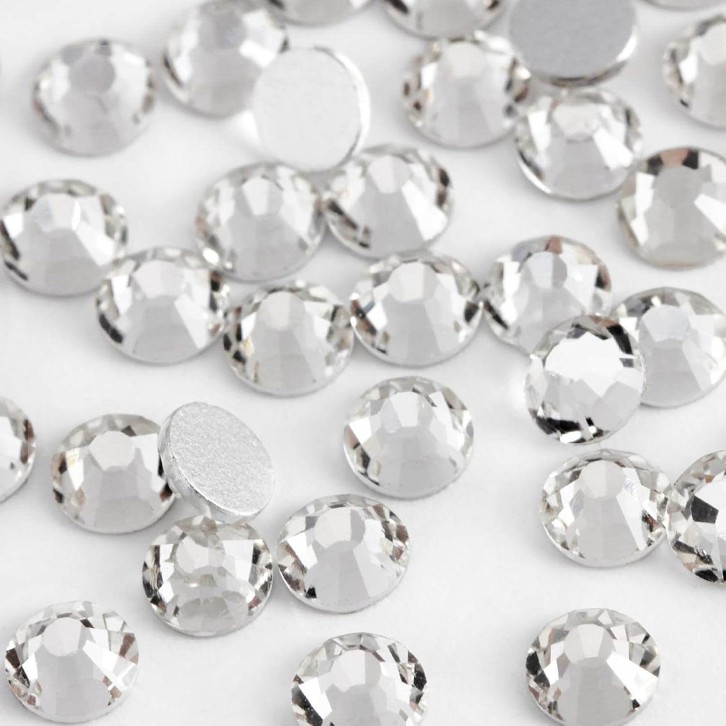 2000PCS SS12 Flatback Rhinestones | 12-Facet Diamond-Cut Glass Gems for Nail Art, Clothing, DIY Crafts |Glue-On Decoration Stones with Silver Backing(Crystal)