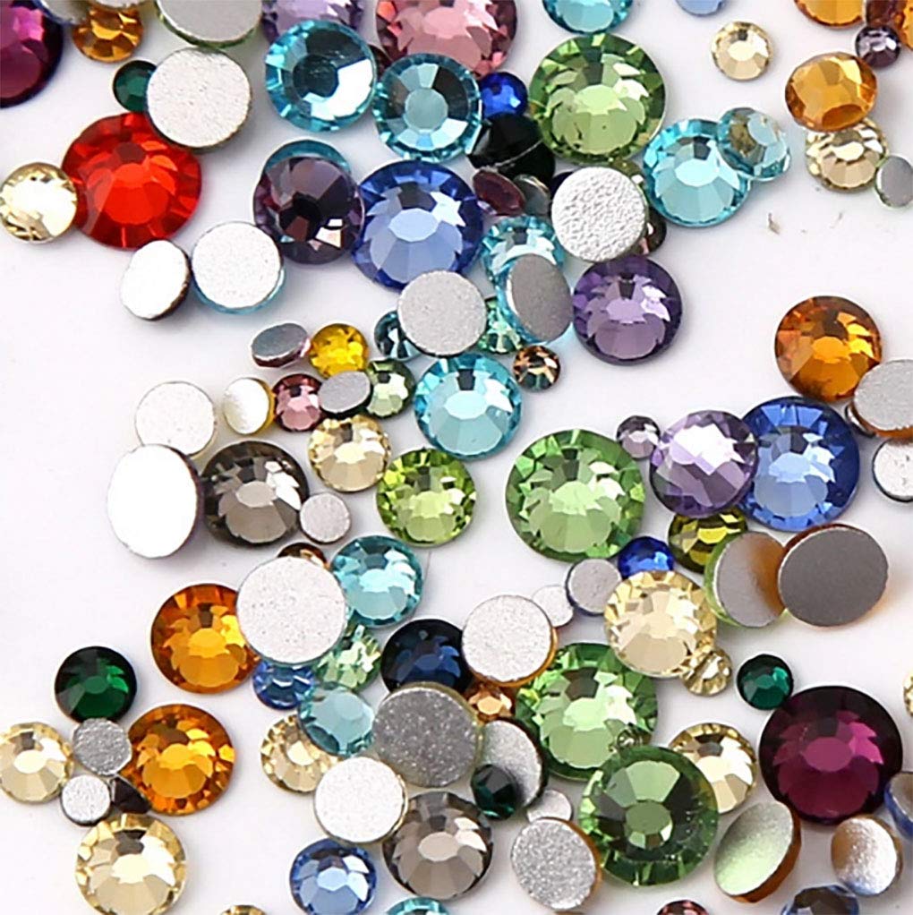 Rhinestones flat back gems round DIY decorative Nail Face and apparel accessories ss3-20 mix size(1440pcs mixed color)