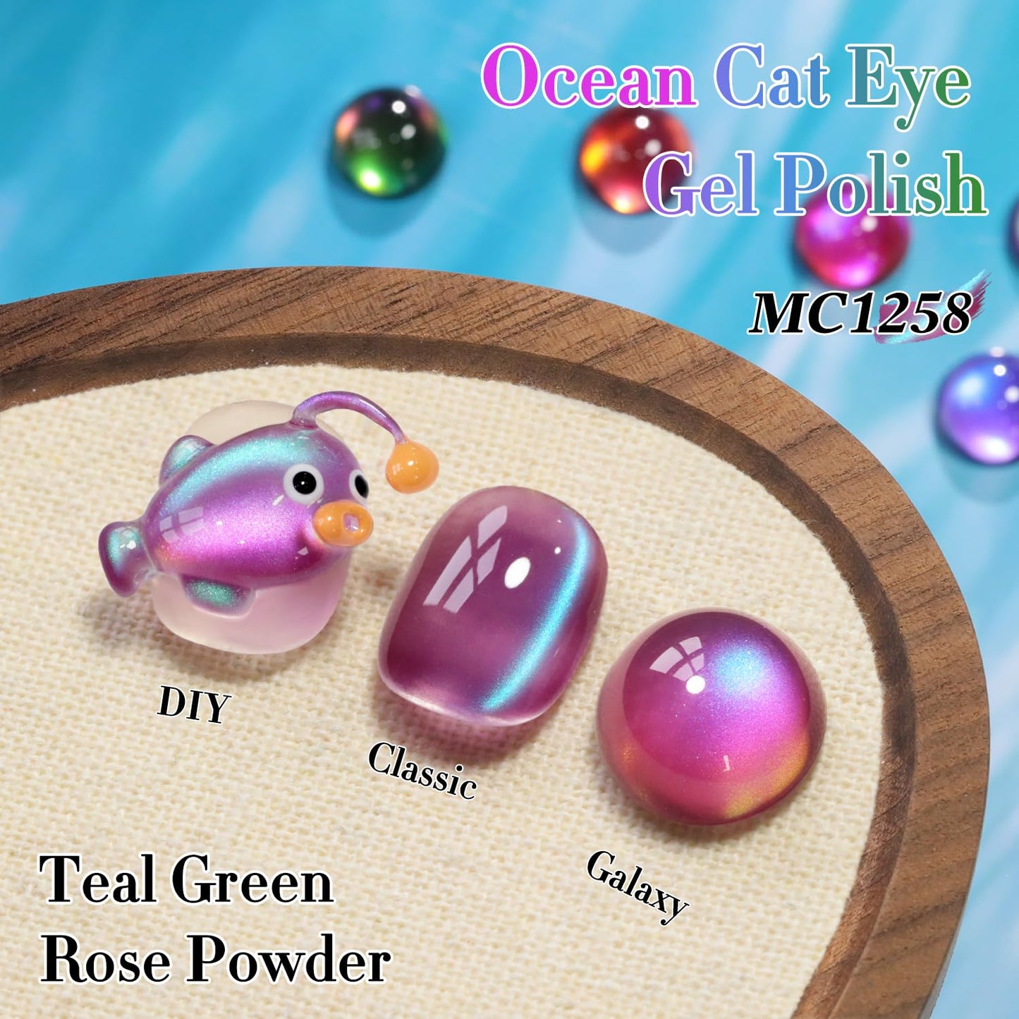 Double Rhythm 0.5 OZ Cat Eye Gel Polish with Magnet 15ML Holographic Glitter Shimmer Translucent Jelly Color Magnetic Nail Polish Salon DIY at Home (Purple Green-MC1258)