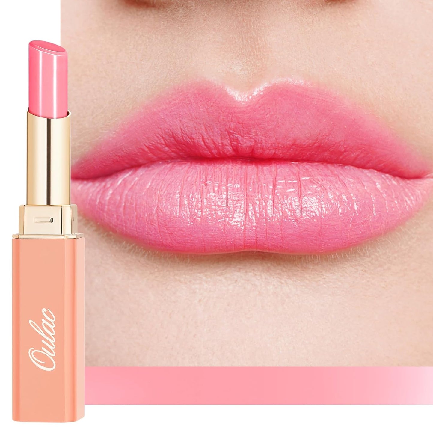 Oulac Shine Pink Lipstick for Women, 2 in 1 Glossy Light Pink Tinted Lip Balm, Hydrating Lipstick for Dry Lips, Moisture Shine Juicy Finish Vegan 2.2g/0.07oz (26)