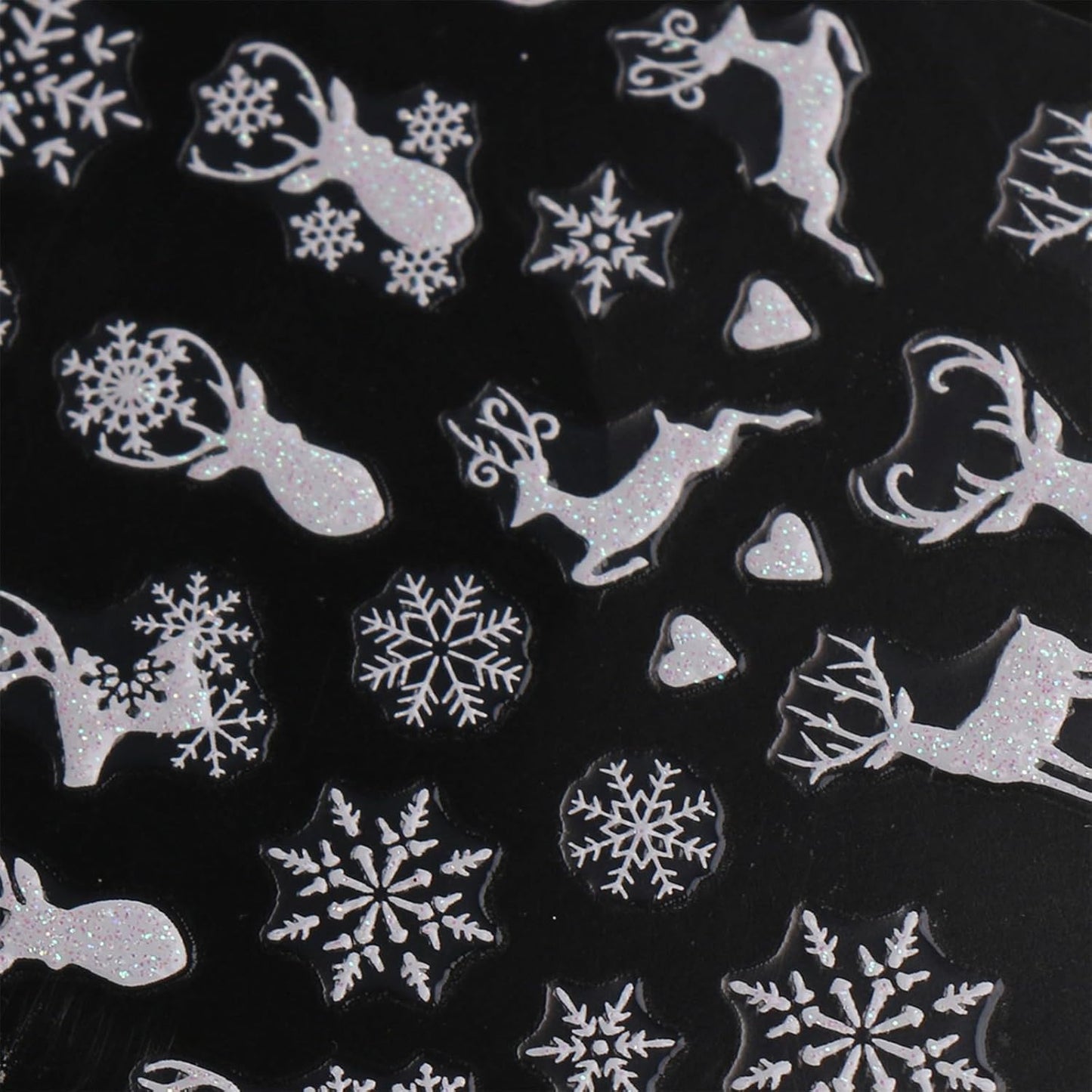 JMEOWIO 9 Sheets Christmas Glitter Nail Art Stickers Decals Self-Adhesive Snowflake Winter Holiday White Nail Supplies Nail Art Design Decoration Accessories