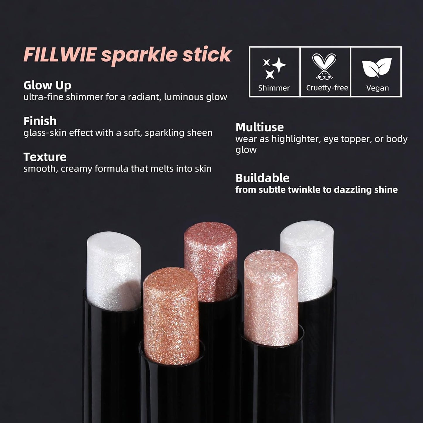 Shimmer Stick for Eyes, Lips, Face and Body Cream Highlight Eyeshadow, Multi-Use Diamond Like Shine, Moisturizing Formula Sheer Finish, Silver Undertone Frost Beam
