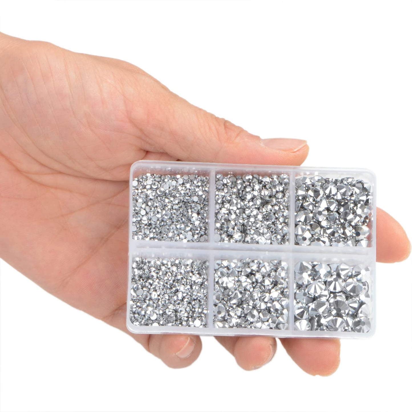 LPBeads 6000 Pieces Metallic Gold and Metallic Silver Non Hotfix Rhinestones 6 Sizes Round Crystal Glass Flat Back Rhinestones with Tweezers and Picking Pen for Nail Art Crafts Clothes Bags DIY