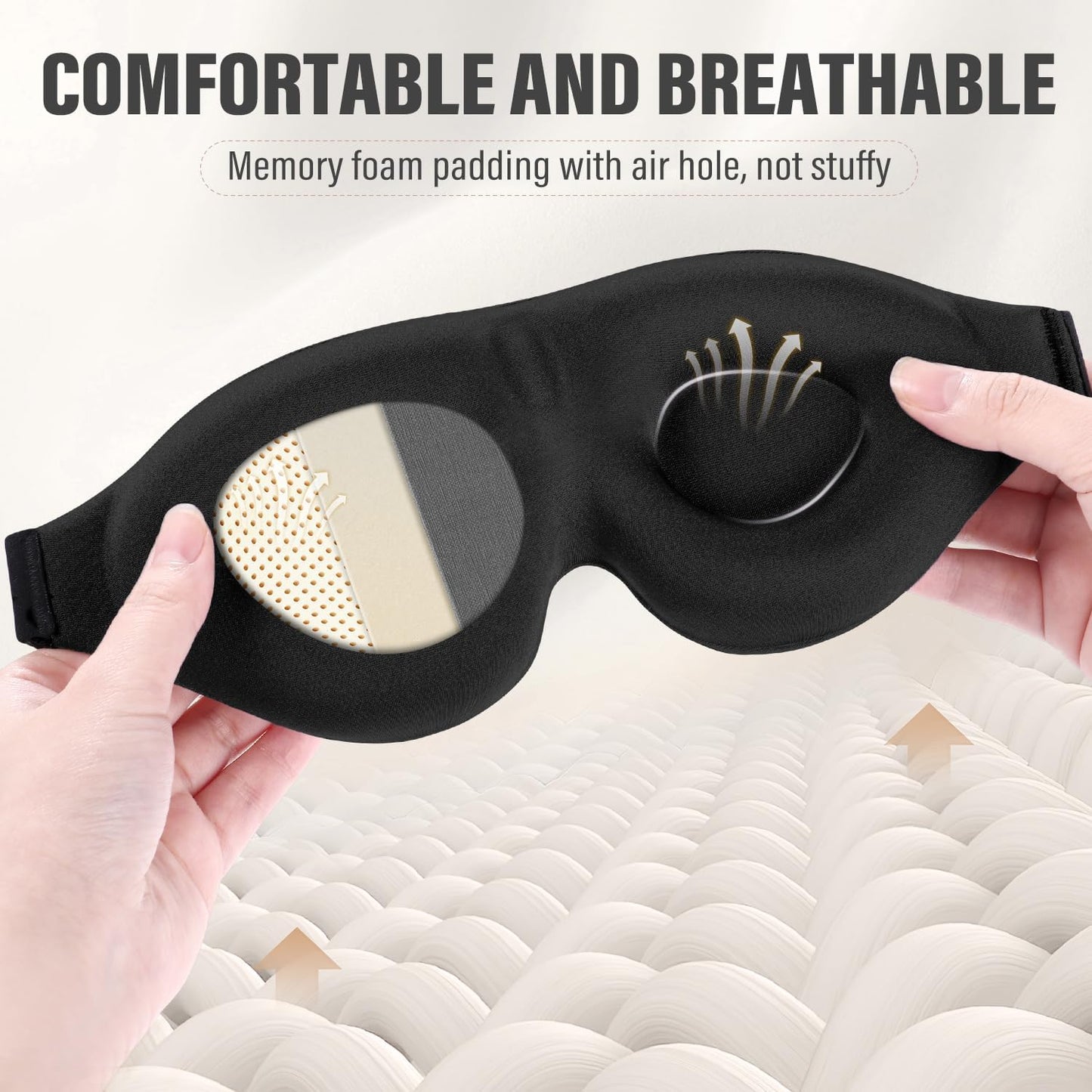 YIVIEW Sleep Mask for Side Sleeper, Complete Light Blocking 3D Sleeping Eye Mask, Soft Breathable Eye Cover for Women Men, Relaxing Zero Pressure Night Blindfold