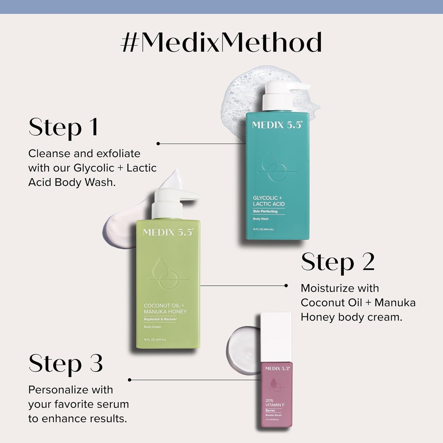 MEDIX Coconut Body Lotion + Manuka Honey Cream | Natural Coconut Oil Lotion For Women & Men | Moisturizer Cream Body Butter Skin Care Balm For Stretch Marks, Cellulite, & Dry Skin, 15 Fl Oz