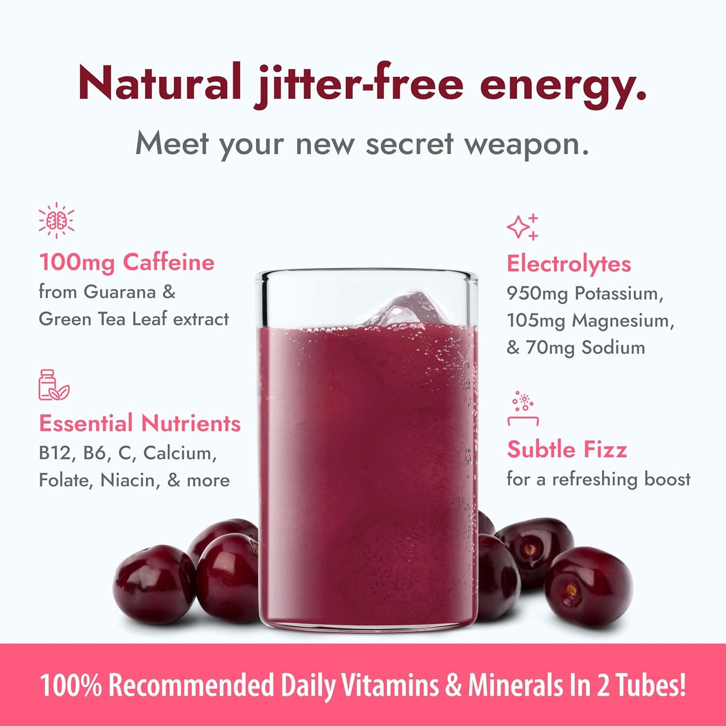 Zipfizz Daily Energy Drink Powder, Black Cherry, 20 Pack | 3-in-1 Sustained Energy, Rapid Hydration, and Essential Vitamins | Sugar-Free | Electrolyte Powder | Contains Vitamin B-12 & Antioxidants