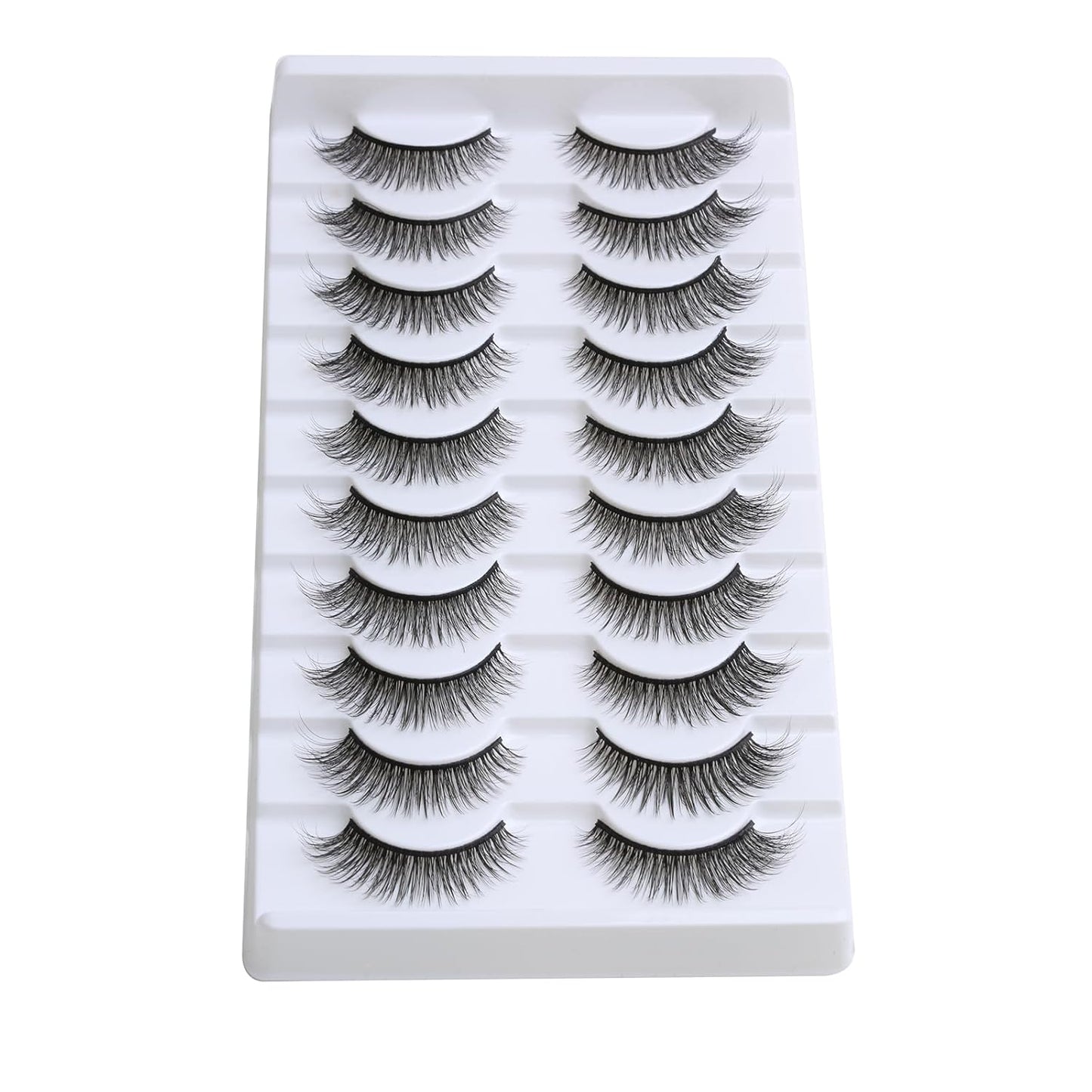 SUNWELL False Eyelashes 12mm Mink Lashes Natural Look Cat Eye Faux Mink Lashes 3D Fluffy Soft Luxury Volume Fake Eyelashes 10 Pairs Pack