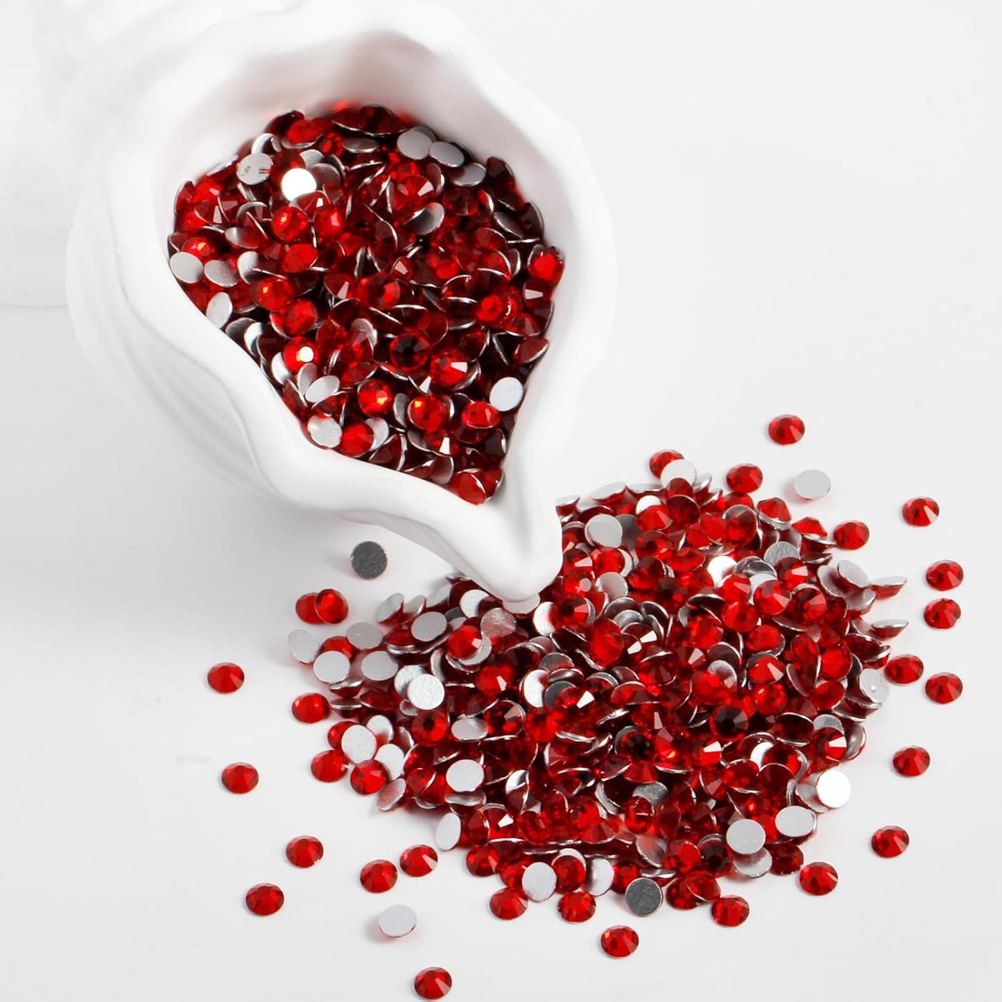 2000PCS SS12 Flatback Rhinestones | 12-Facet Diamond-Cut Glass Gems for Nail Art, Clothing, DIY Crafts |Glue-On Decoration Stones with Silver Backing(Light Siam)