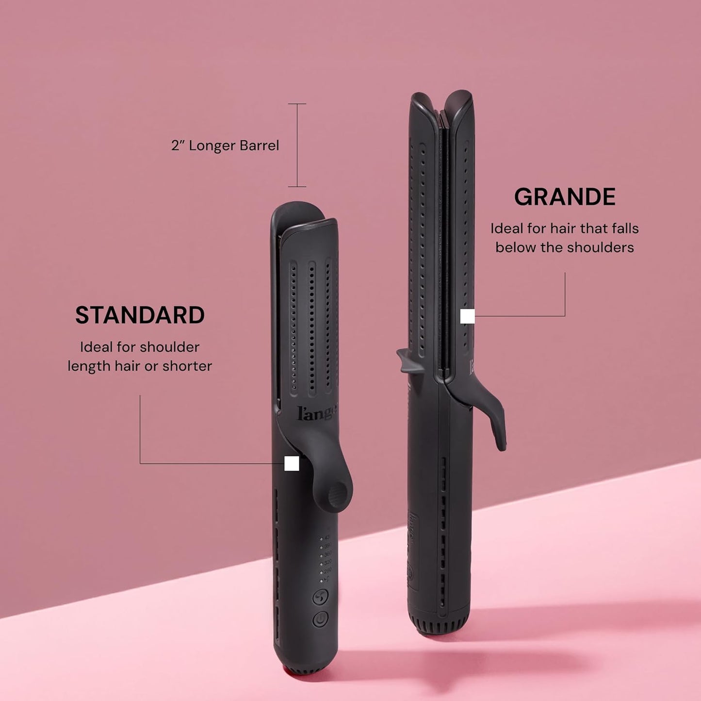 L'ANGE HAIR Le Duo Grande 360° Airflow Styler | 2-in-1 Curling Wand & Titanium Flat Iron Professional Hair Straightener and Curler with Cooling Air Vents to Lock in Style | Adjustable Temp (Black)