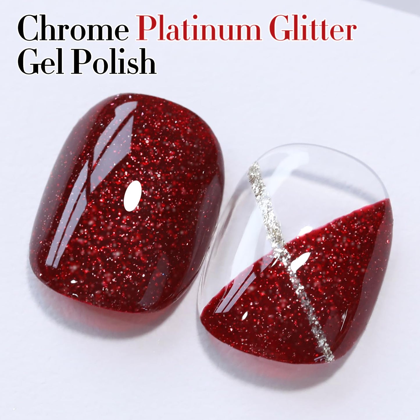 Double Rhythm 15ML Glitter Gel Polish Shimmer Reflective Holographic Color Magnetic for Nail Art Salon DIY at Home (Burgundy Glitter-B1157)