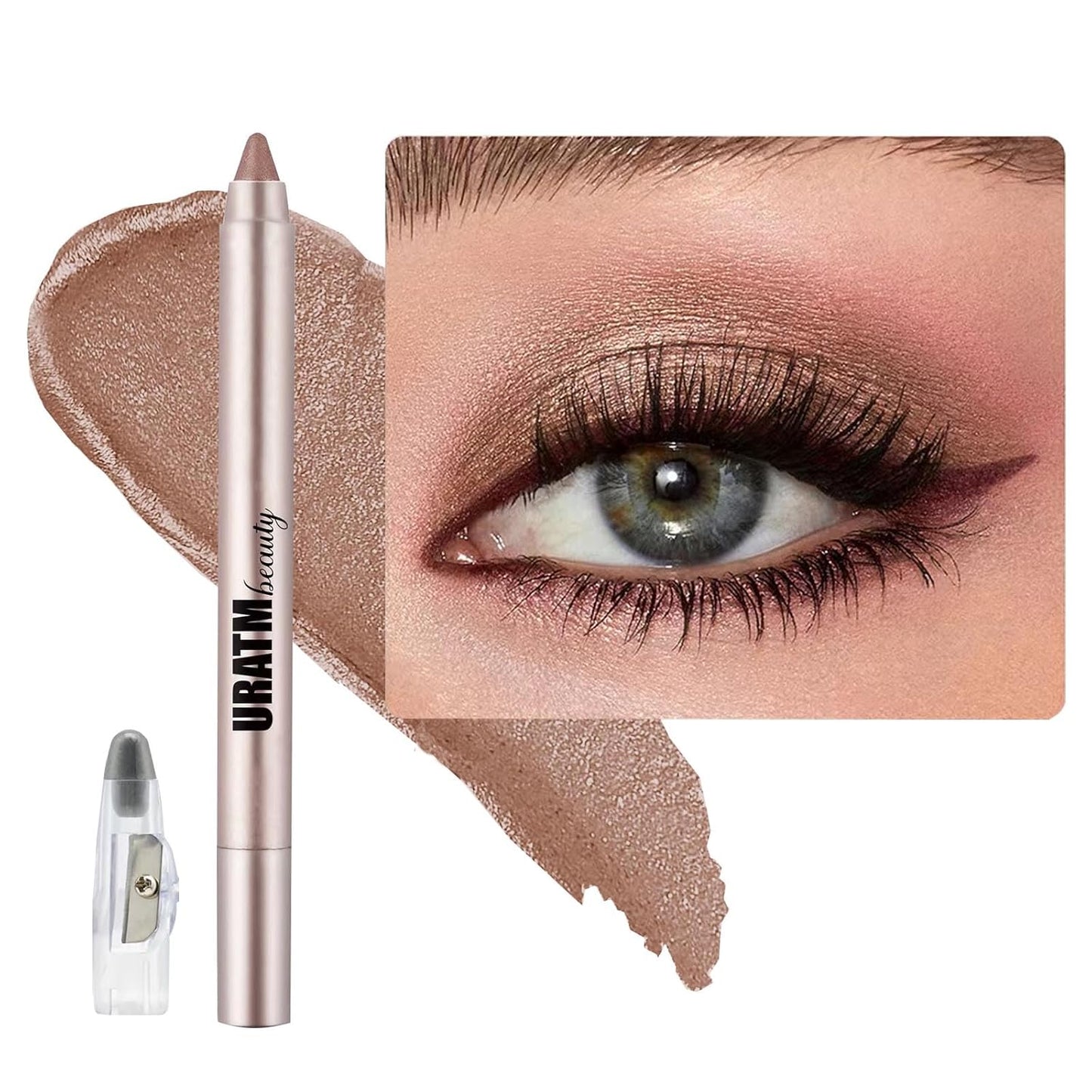Brown Eyeshadow Stick, Blendable Creamy eyeshadow Eye Brightener Stick, Waterproof Eyeshadow Pencil Long Lasting Crayon, Smooth Shimmer Eye Shadow Highlighter Eye Liner Makeup.#B03 cocoa brown shimmer