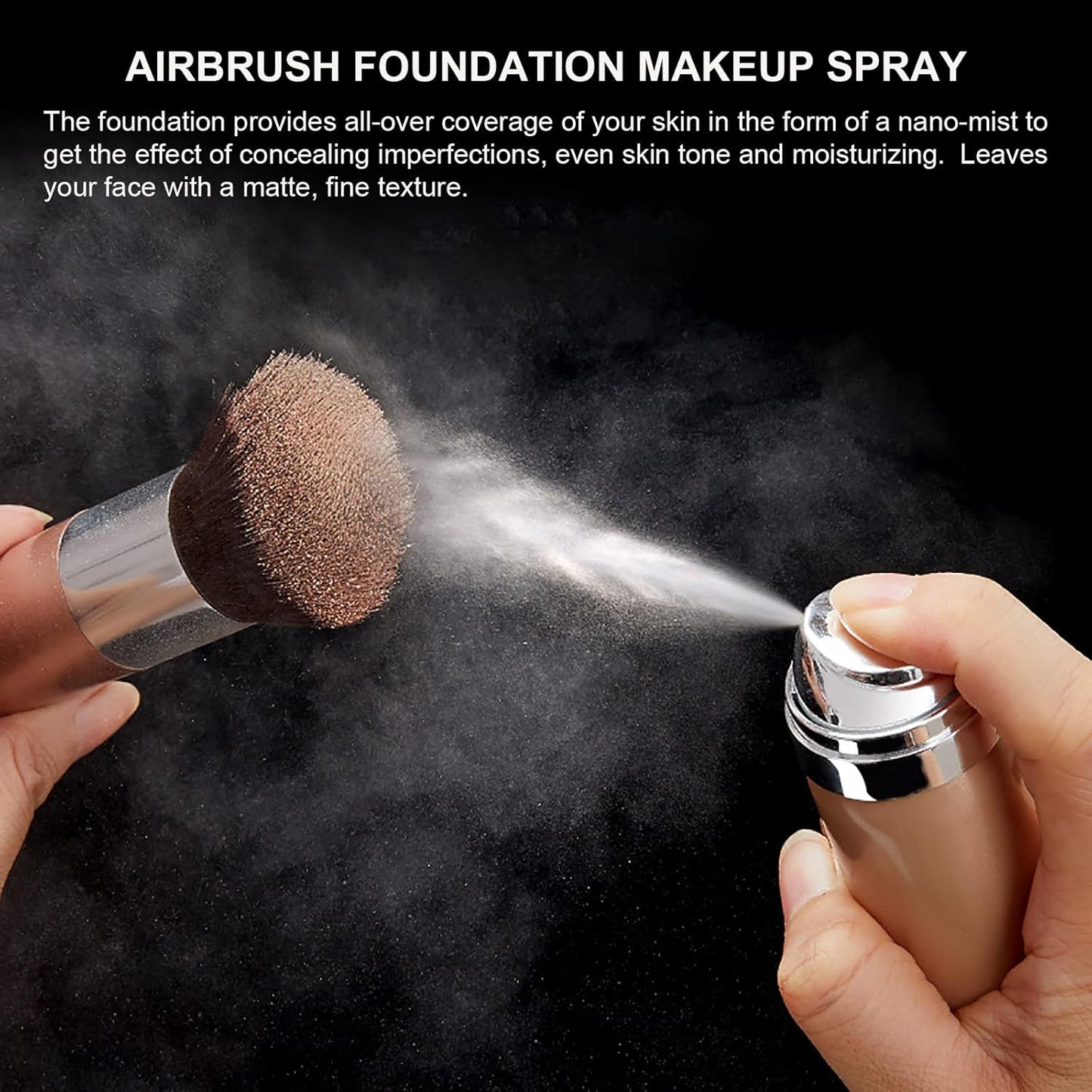 Airbrush Foundation Makeup Spray, Long Lasting Waterproof Full Coverage Foundation for Brighten, Concealer and Hydrating, Natural Matte Finish, Brush and Makeup Sponge Include, 2.36oz (#2 Beige)