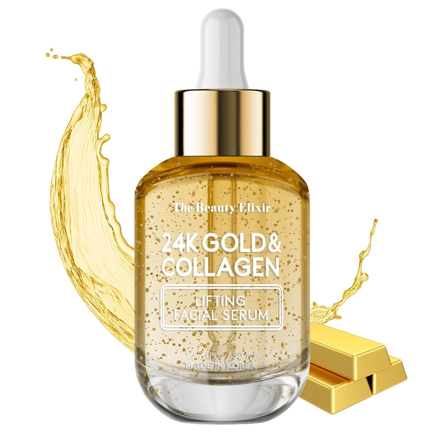 Collagen Serum For Face with 24k Gold - Dermatologist Tested - Anti Aging, Ultra Hydrating, Fine Lines & Wrinkle Treatment - Clean Beauty Korean Skin Care for All Skin Types - 1.69oz