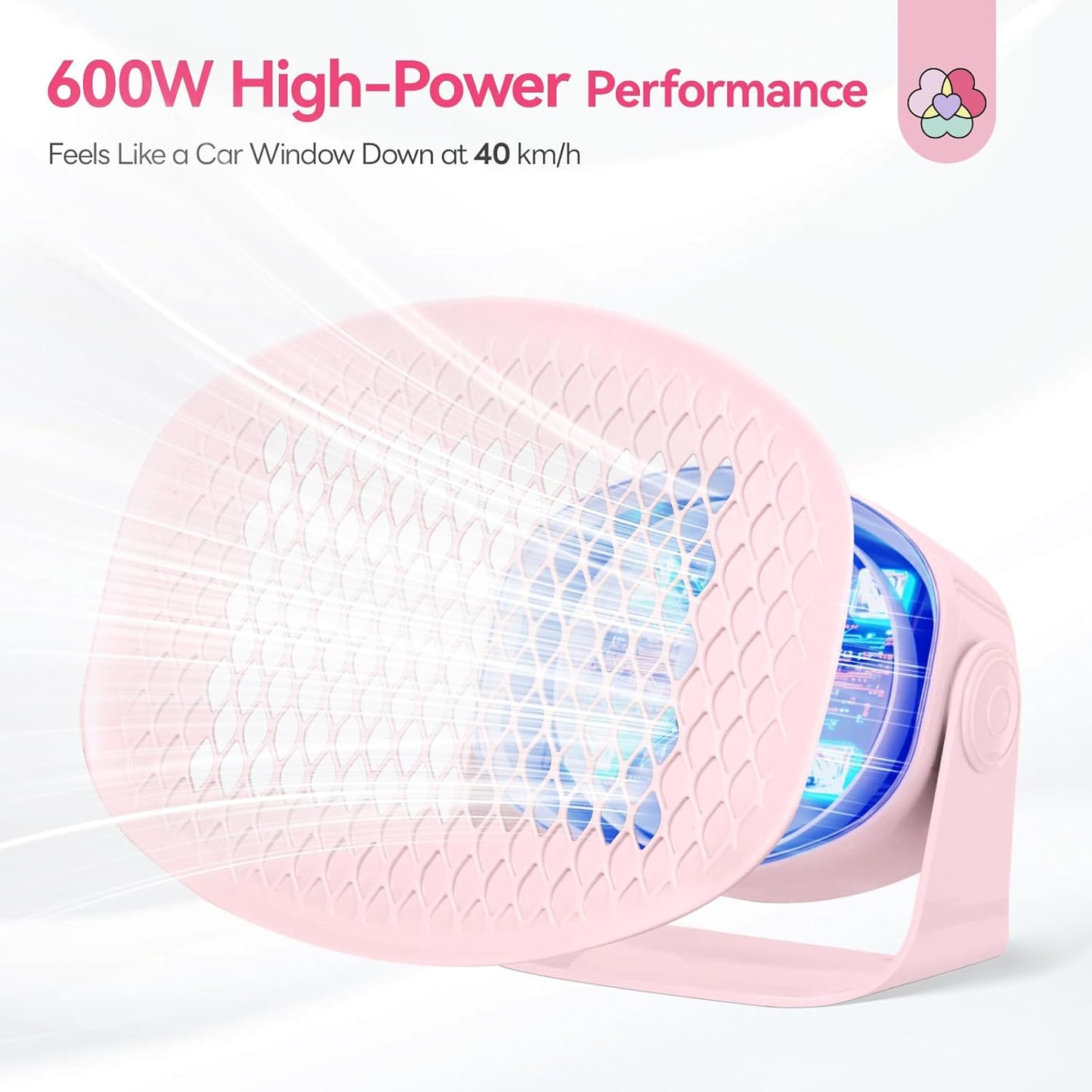 SAVILAND Essentials 600W Nail Dryer: Pink 6X Fast Drying Nail Polish Dryer for Regular Polish Nail Dryer with Adjustable Angle Fingernail Dual Heating & Cooling Modes Dry Nail Dehydrator for Gel