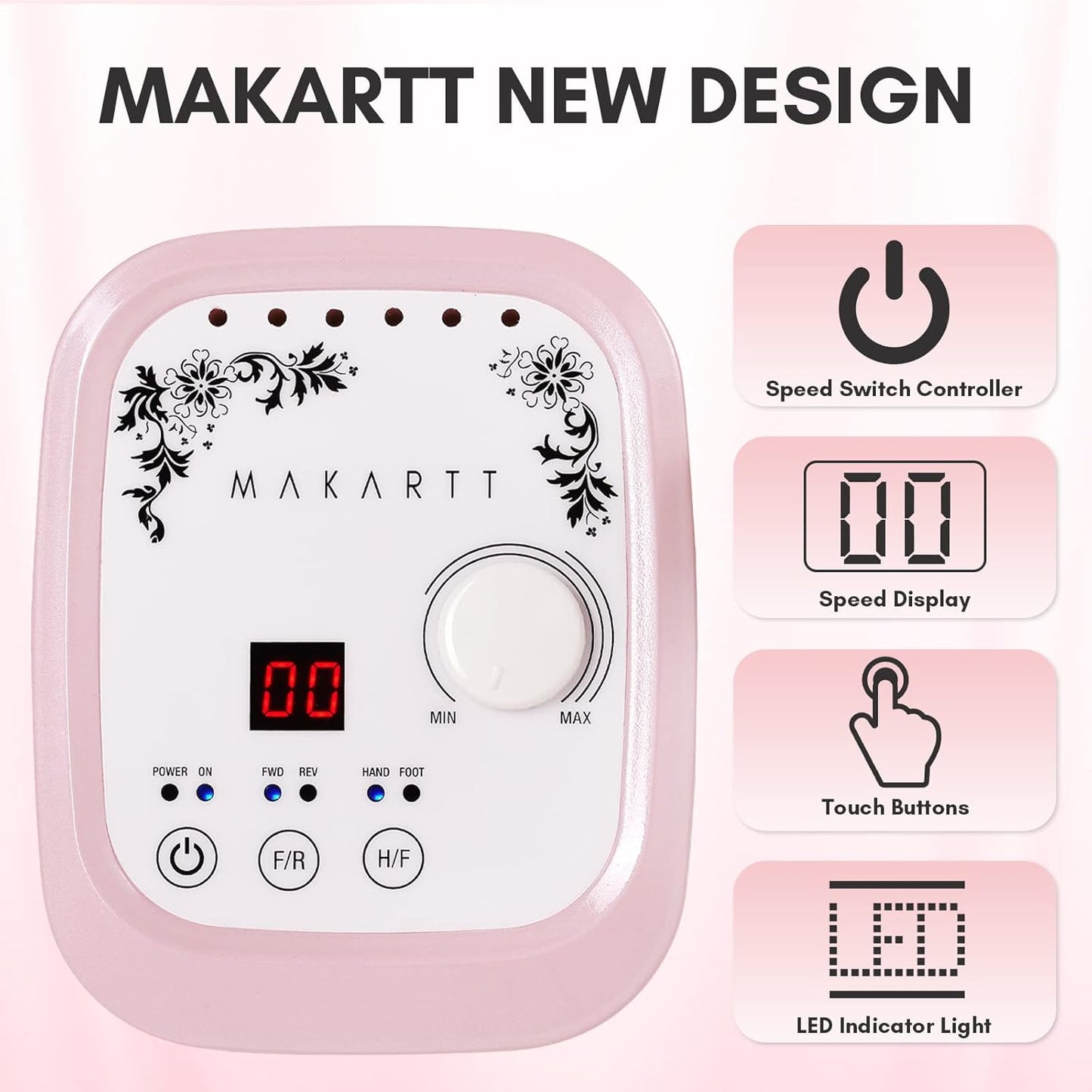 Makartt Nail Drill - Professional 35000RPM Electric Nail File Machine, Genesie Nail Efile with LCD Screen, Drill Bit Set for Acrylic Gel Nail Removing Shaping Polishing Nail Tech Salon Home DIY Use