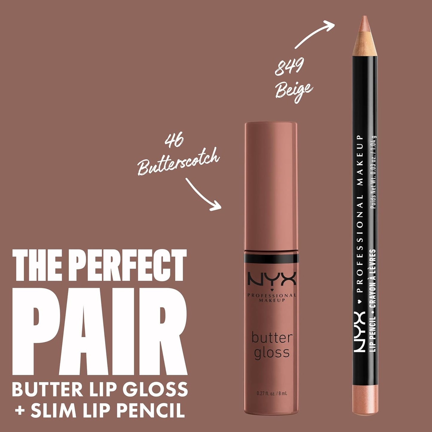 NYX PROFESSIONAL MAKEUP Butter Gloss Brown Sugar, Non-Sticky Lip Gloss - Butterscotch (Neutral Light Brown)