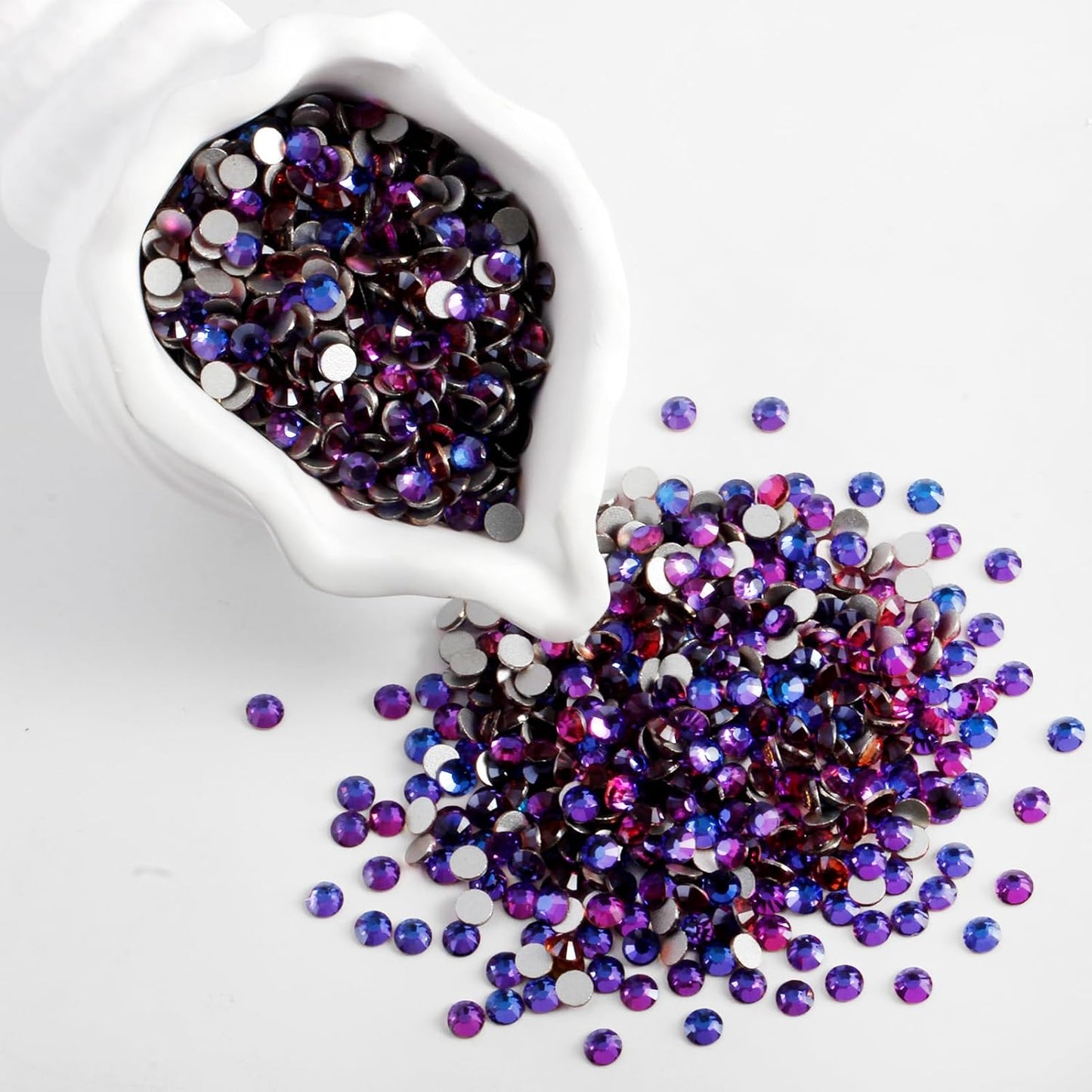 3000 PCS SS8 Flatback Rhinestones,12-Facet Diamond-Cut Glass Gems for Nail Art,Clothing,DIY Crafts,Glue-On Decoration Stones with Silver Backing,Purple Velvet